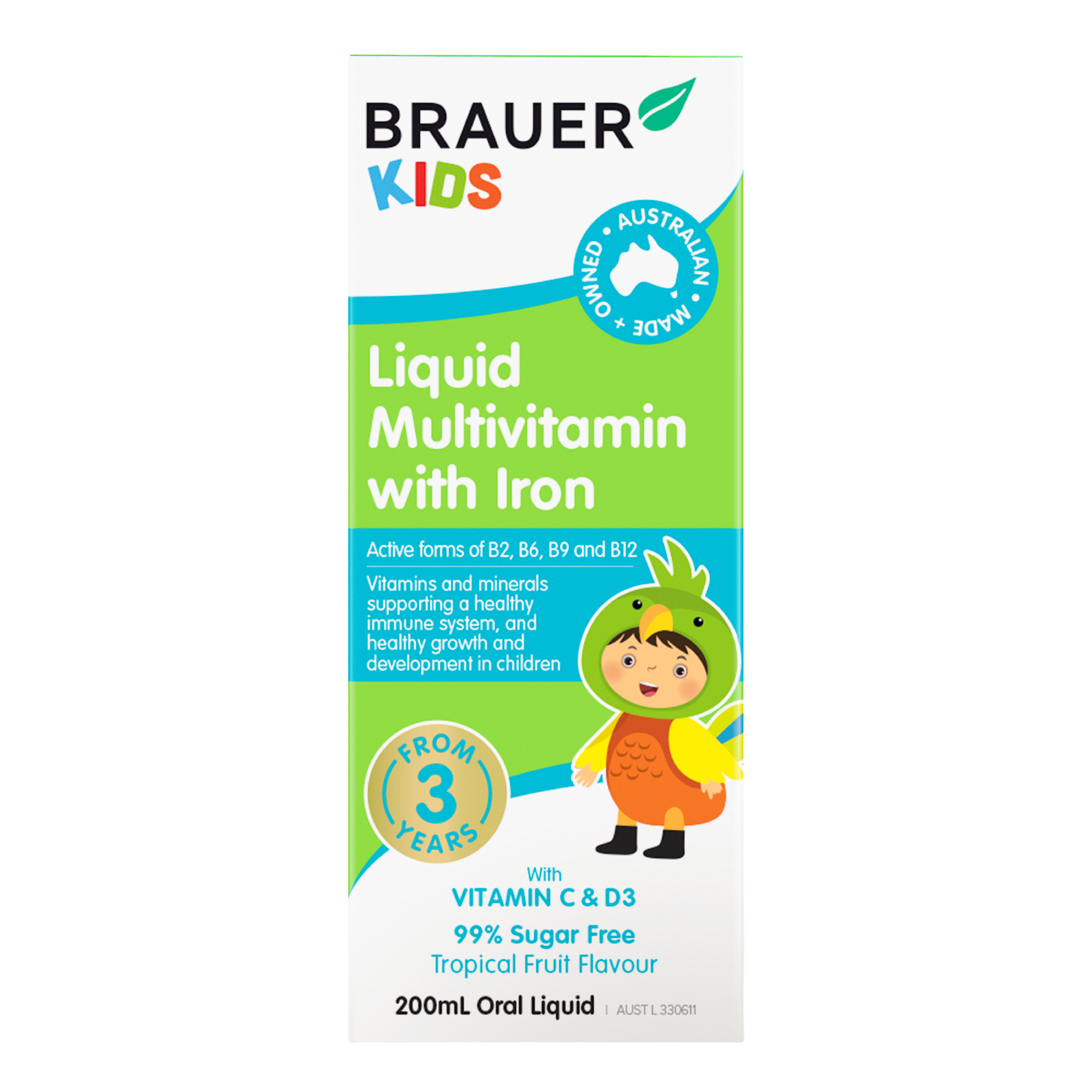 BRAUER KIDS MULTIVITAMIN WITH IRON LIQUID 200ML - Image 5