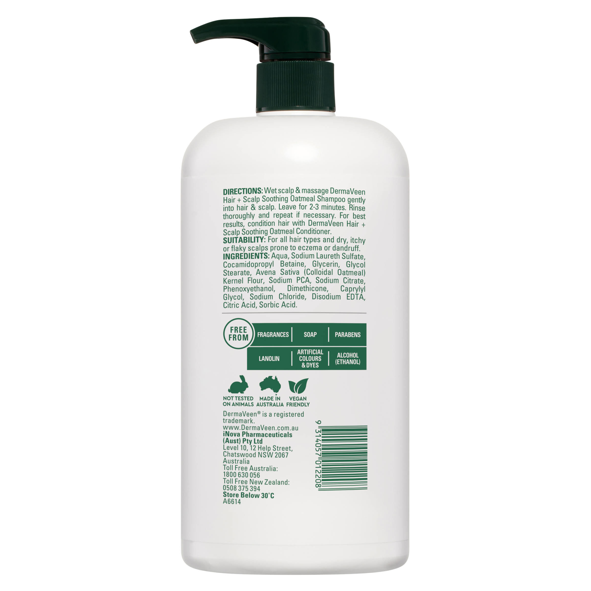 DERMAVEEN OATMEAL SHAMPOO 1 LITRE - Image 2