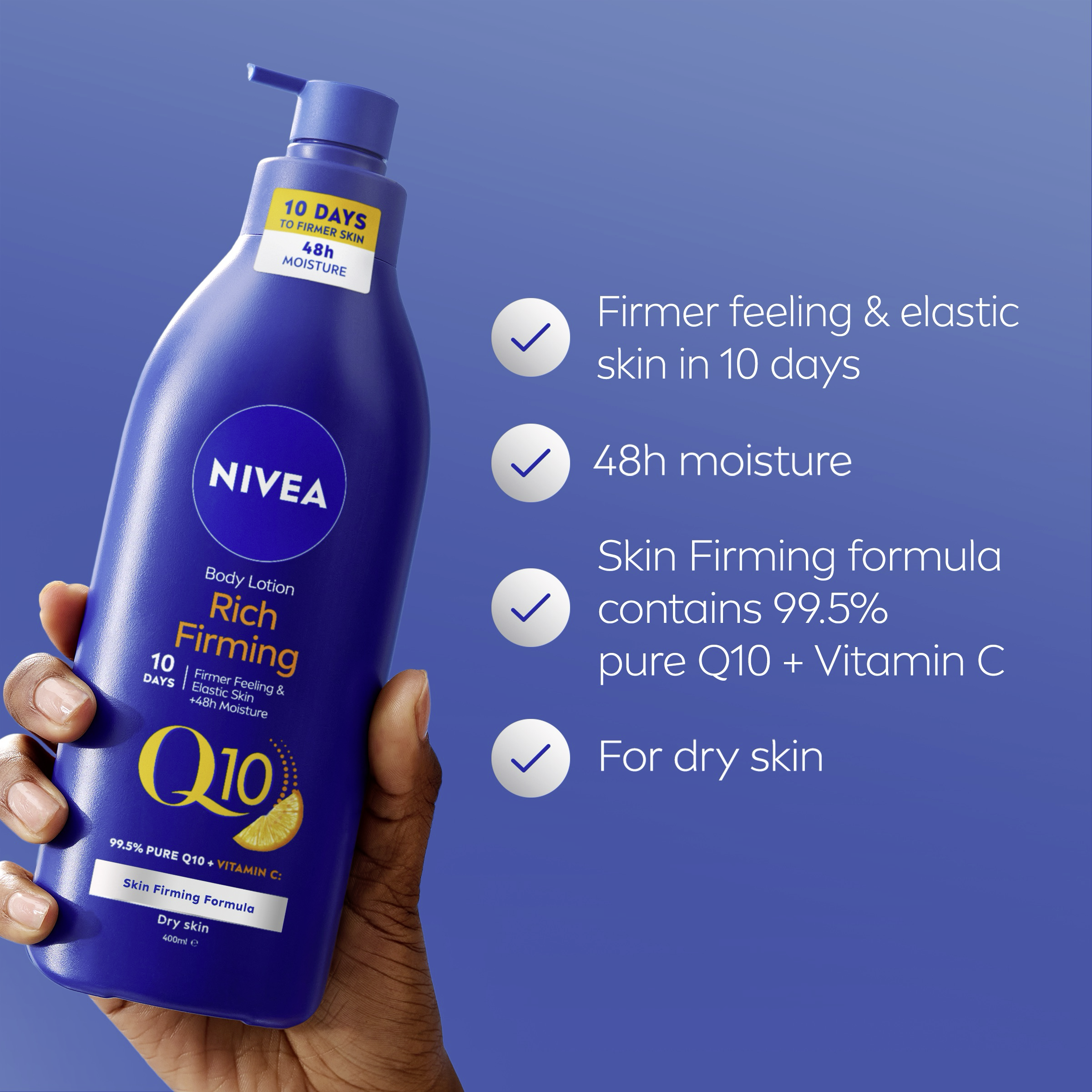 NIVEA Q10 RICH FIRMING BODY LOTION 400ML - Image 4