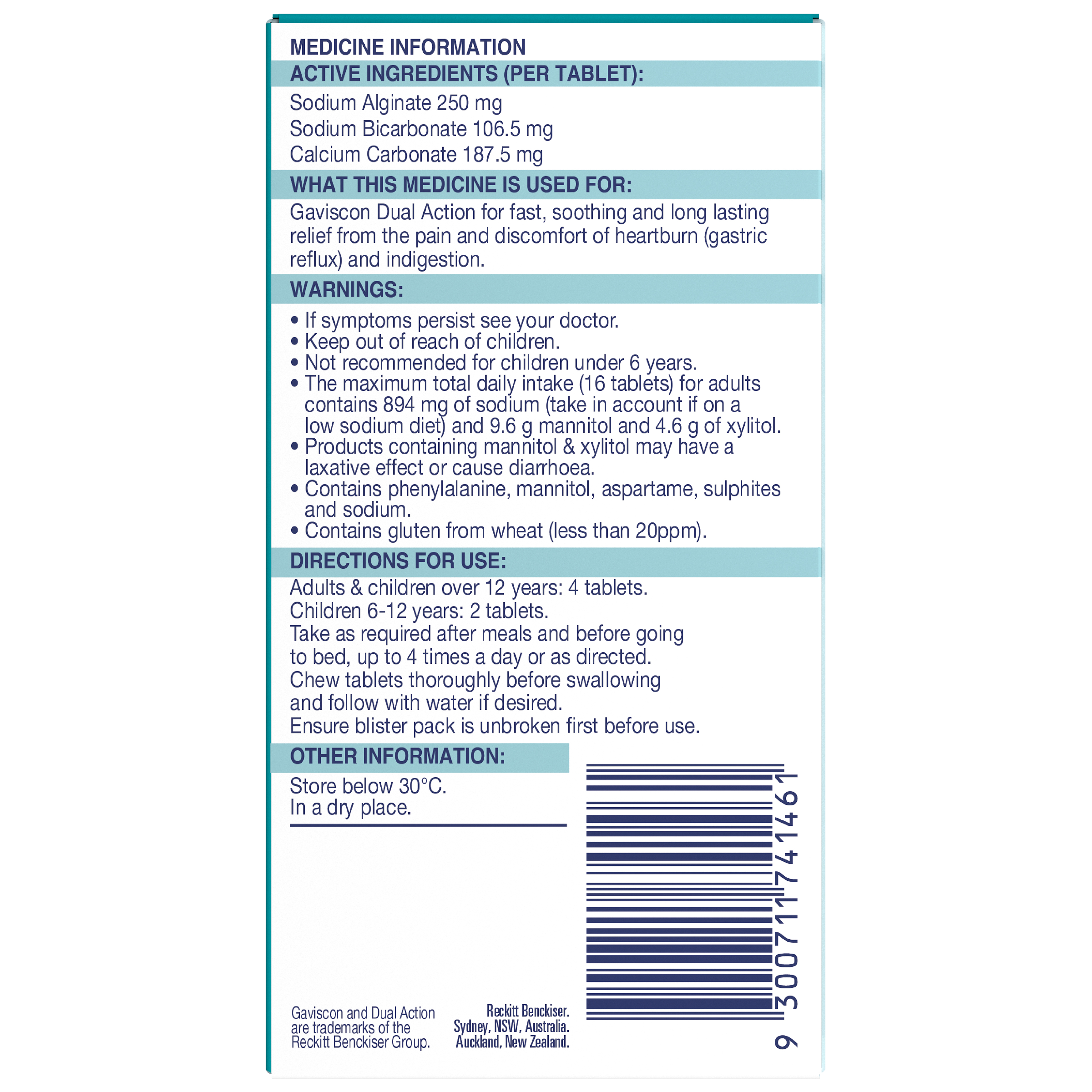 GAVISCON DUAL ACTION MIXED BERRY 48 TABLETS - Image 4
