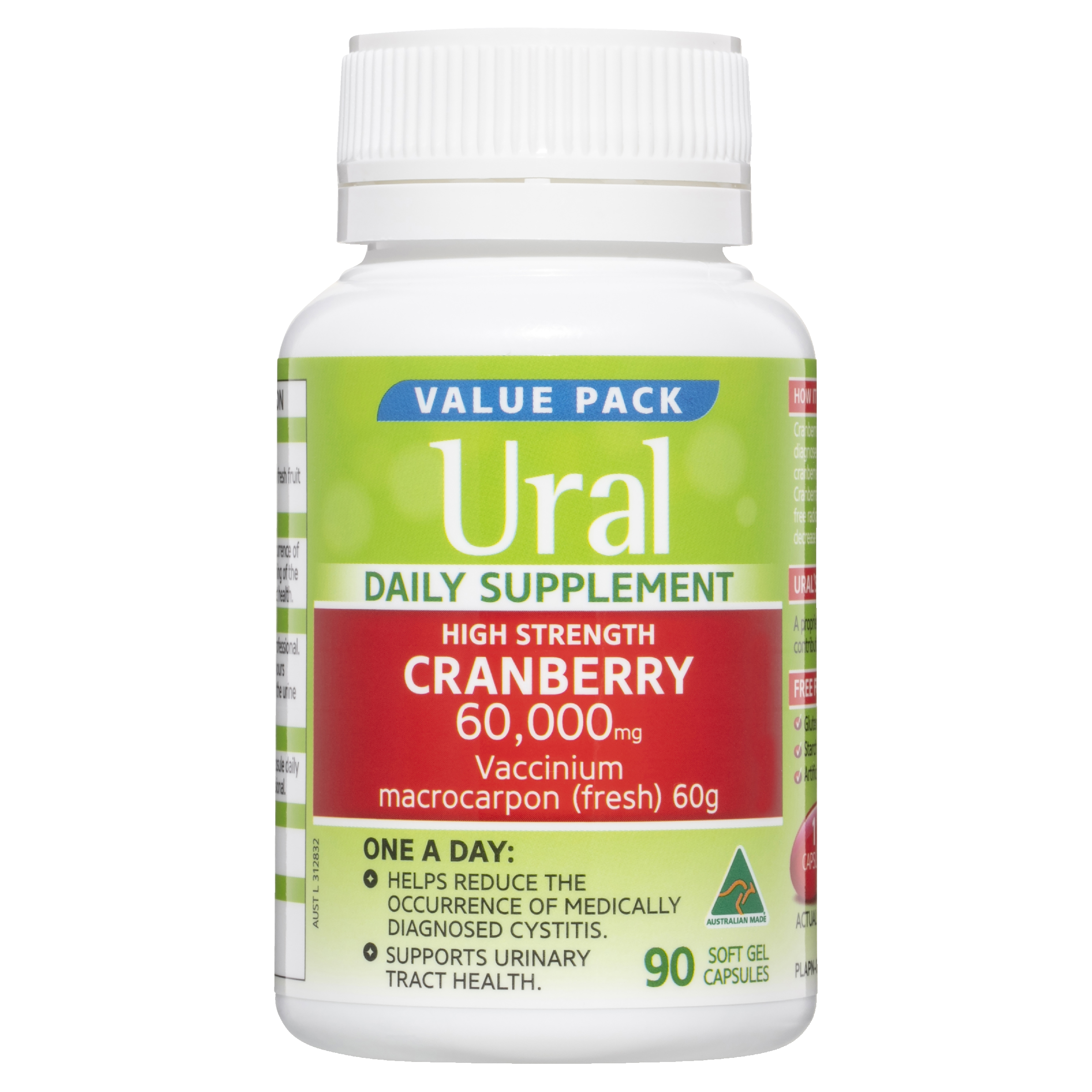 URAL HIGH STRENGTH CRANBERRY 60000MG CAPSULES 90 - Image 5