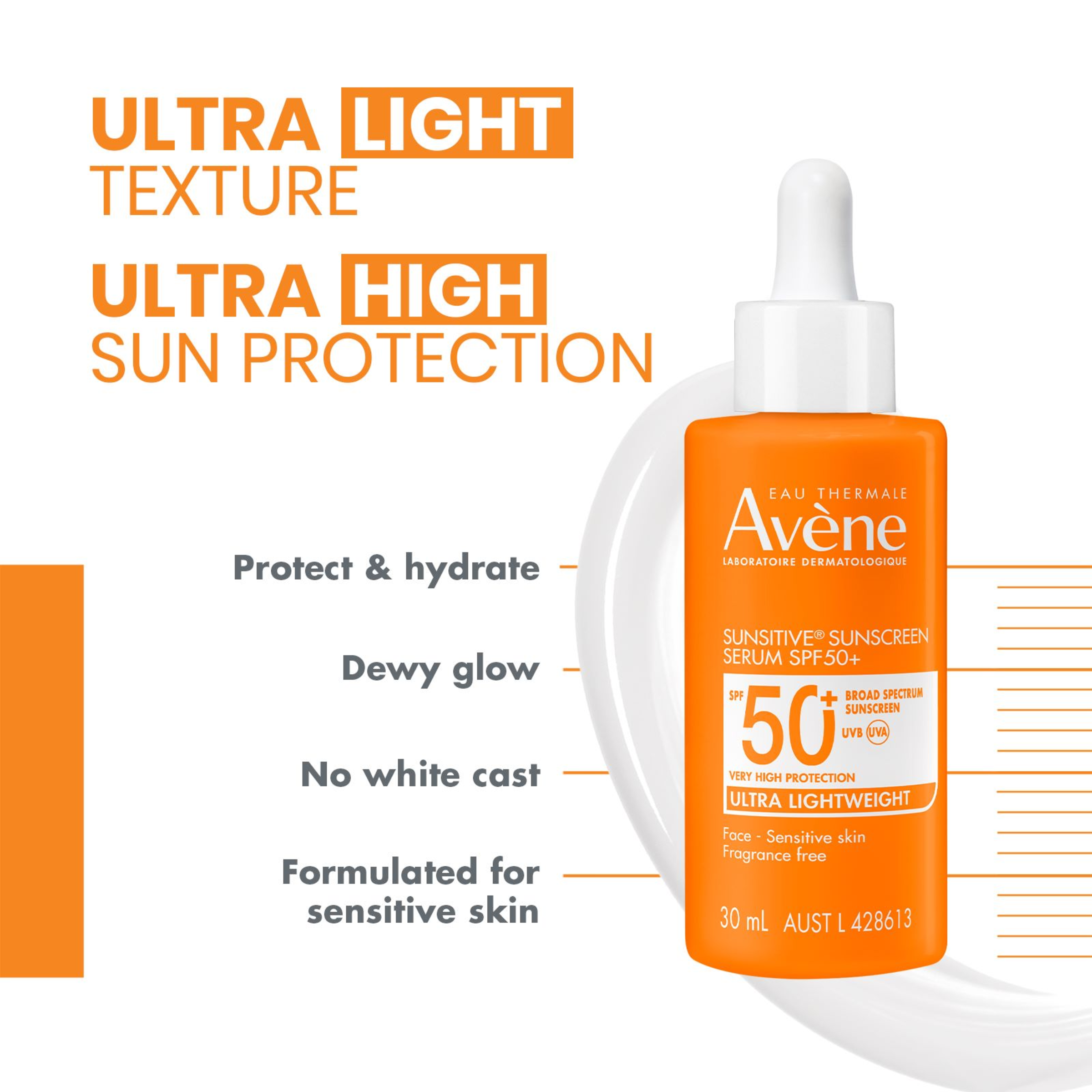 AVENE SUNSITIVE SUNSCREEN SERUM SPF 50+ FLUID 30ML - Image 2