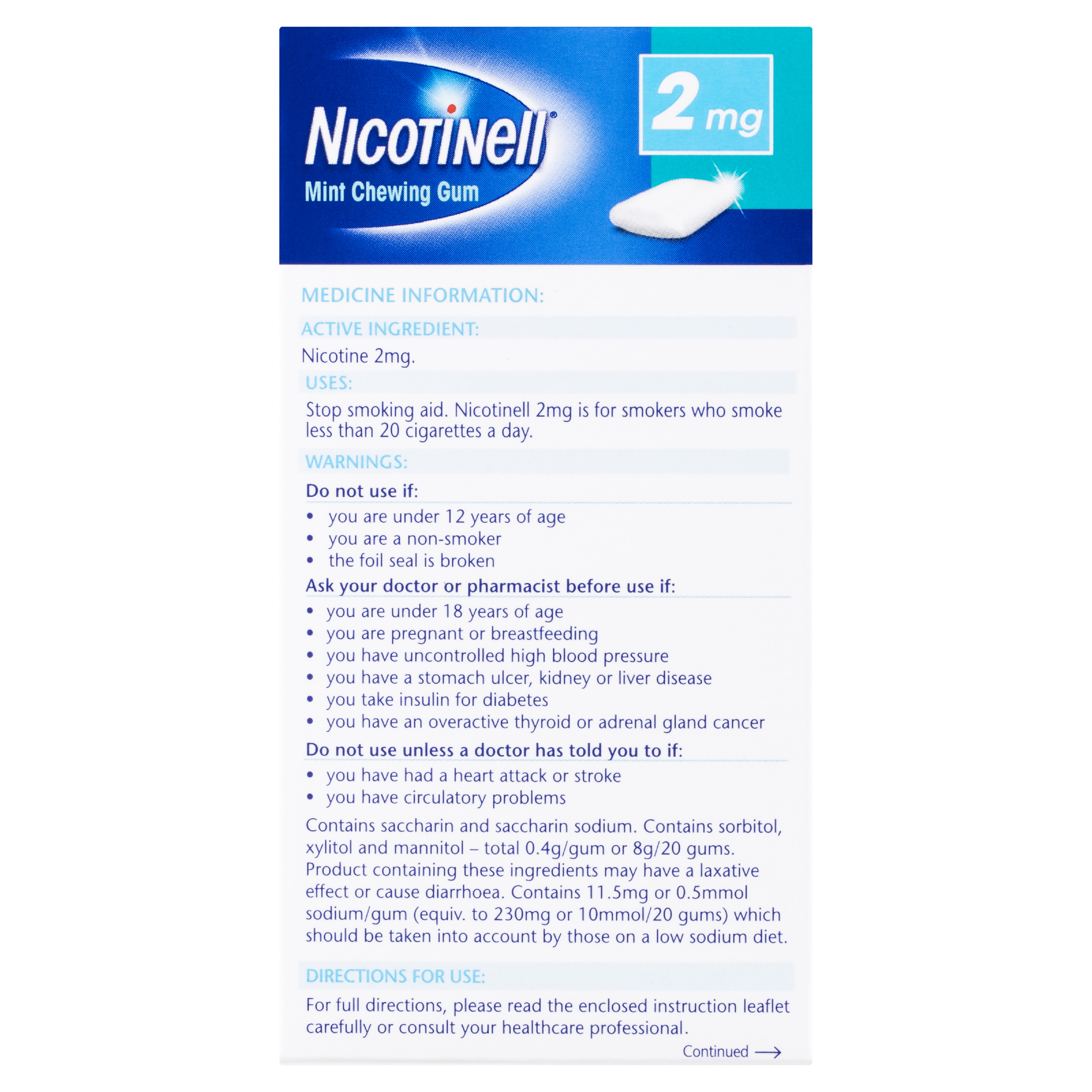NICOTINELL MINT 2MG GUM 96 PACK - Image 6