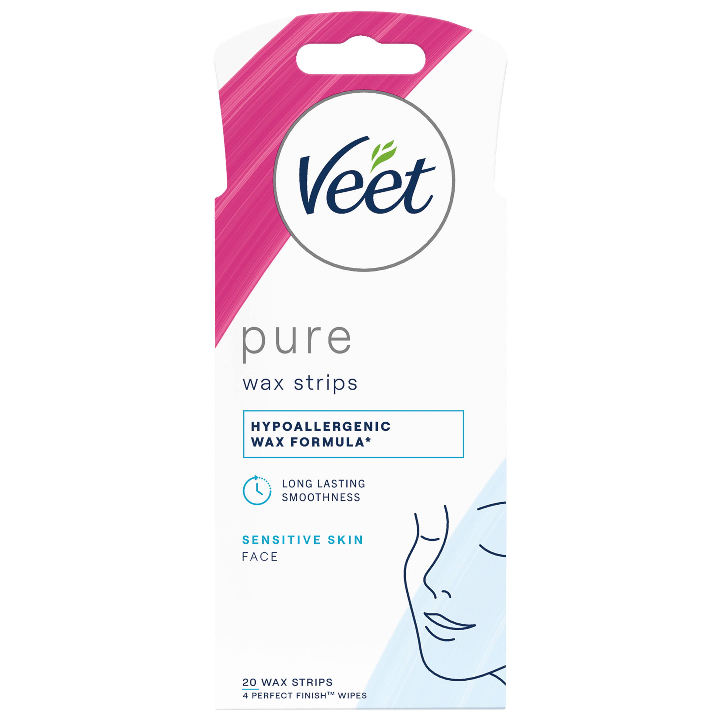 VEET PURE COLD WAX STRIPS FACE SENSITIVE SKIN 20 PACK - Image 2