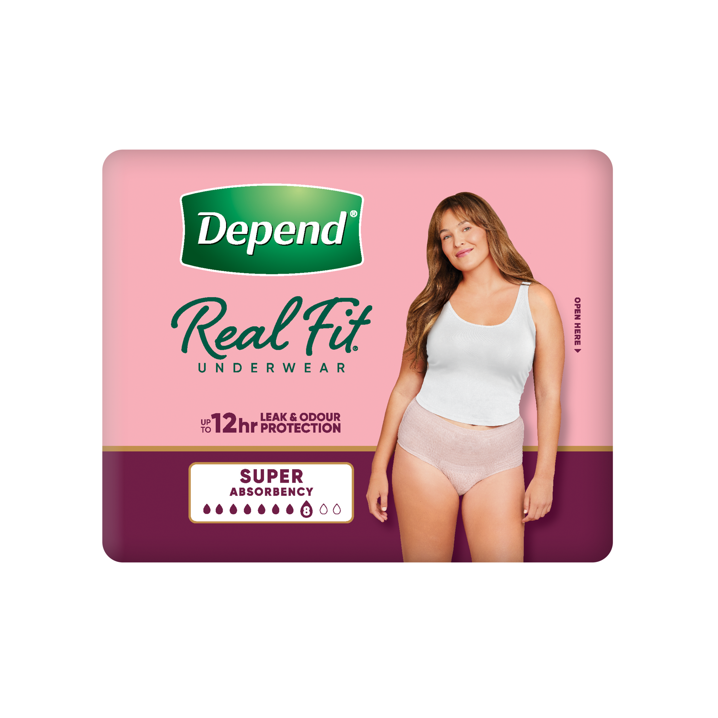 DEPEND WOMEN REAL FIT UNDERWEAR SUPER 8D MEDIUM 8 PACK - Image 4