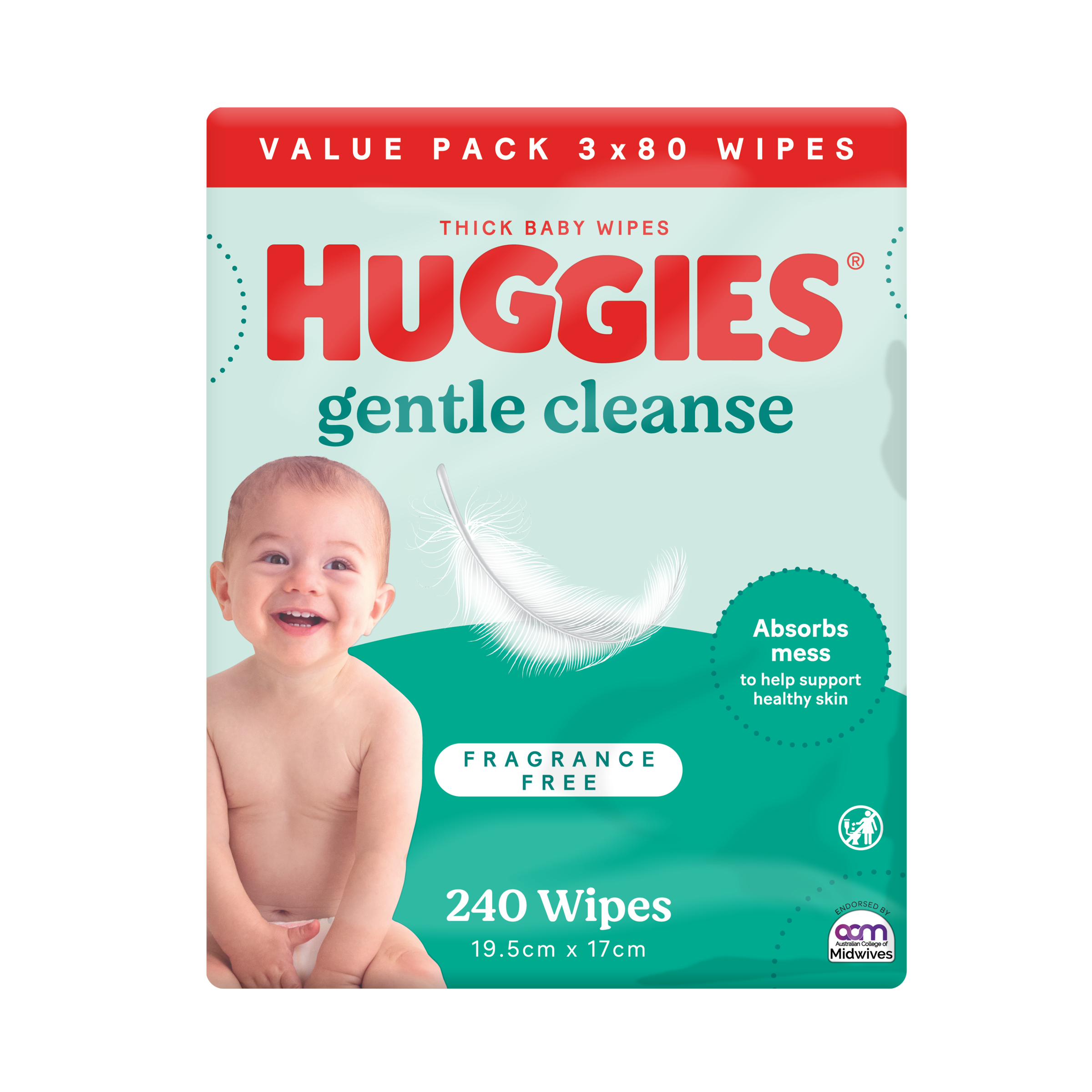 HUGGIES THICK BABY WIPES FRAGRANCE FREE 240 PACK - Image 2