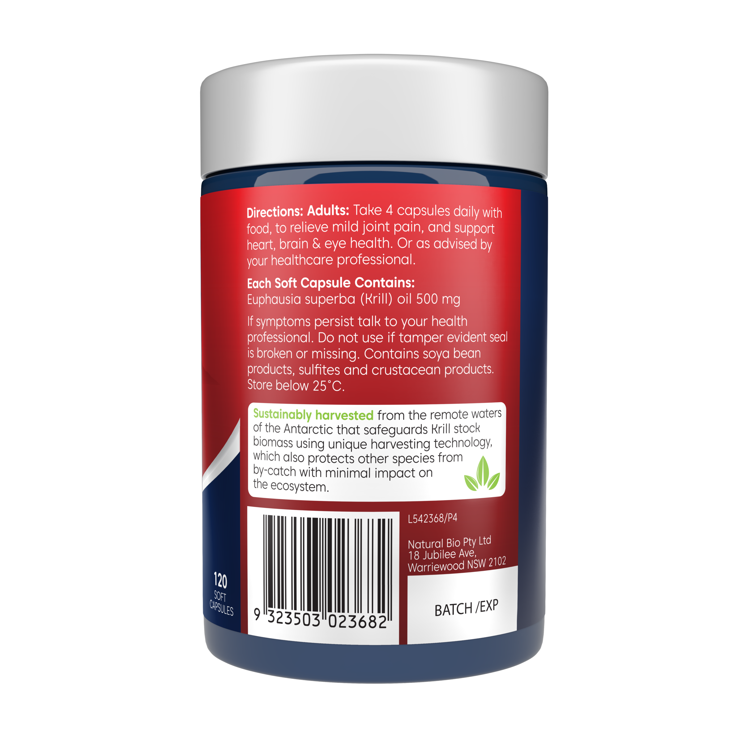 BIOGLAN RED KRILL 500MG 120 CAPSULES - Image 3
