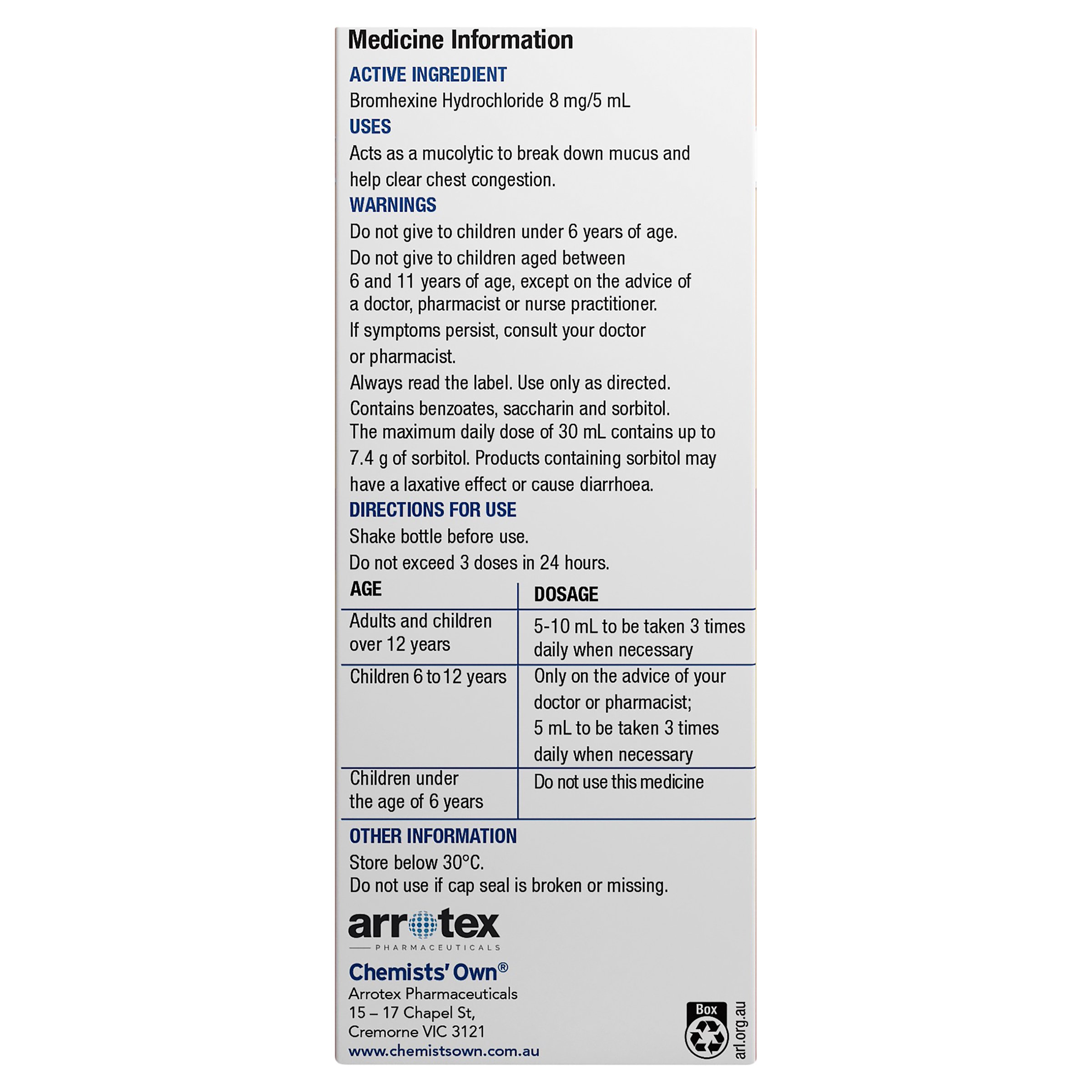 CHEMIST OWN CHESTY MUCUS RELIEF FORTE 200ML - Image 3