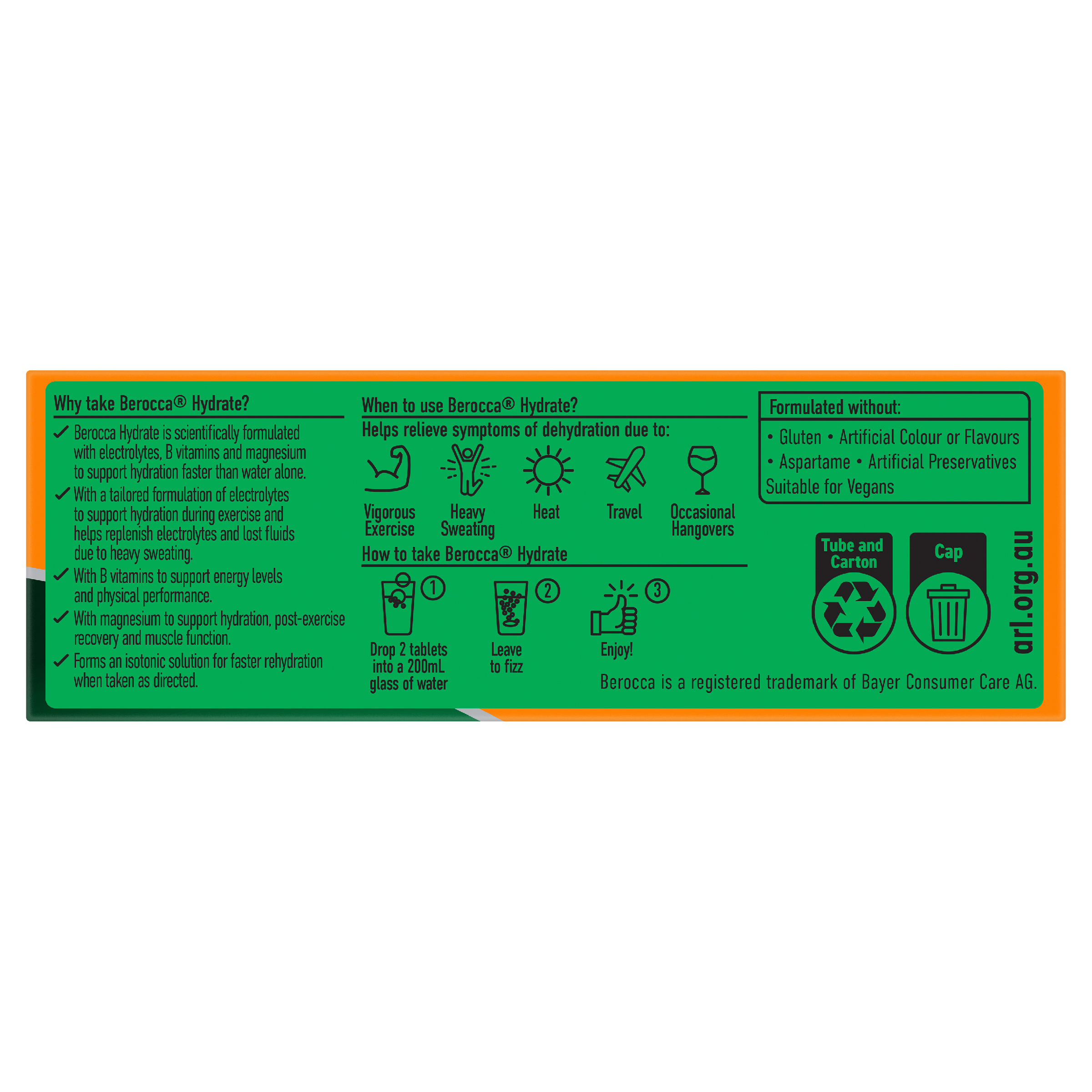 BEROCCA HYDRATE EFFERVESCENT ORANGE 20 TABLETS - Image 5