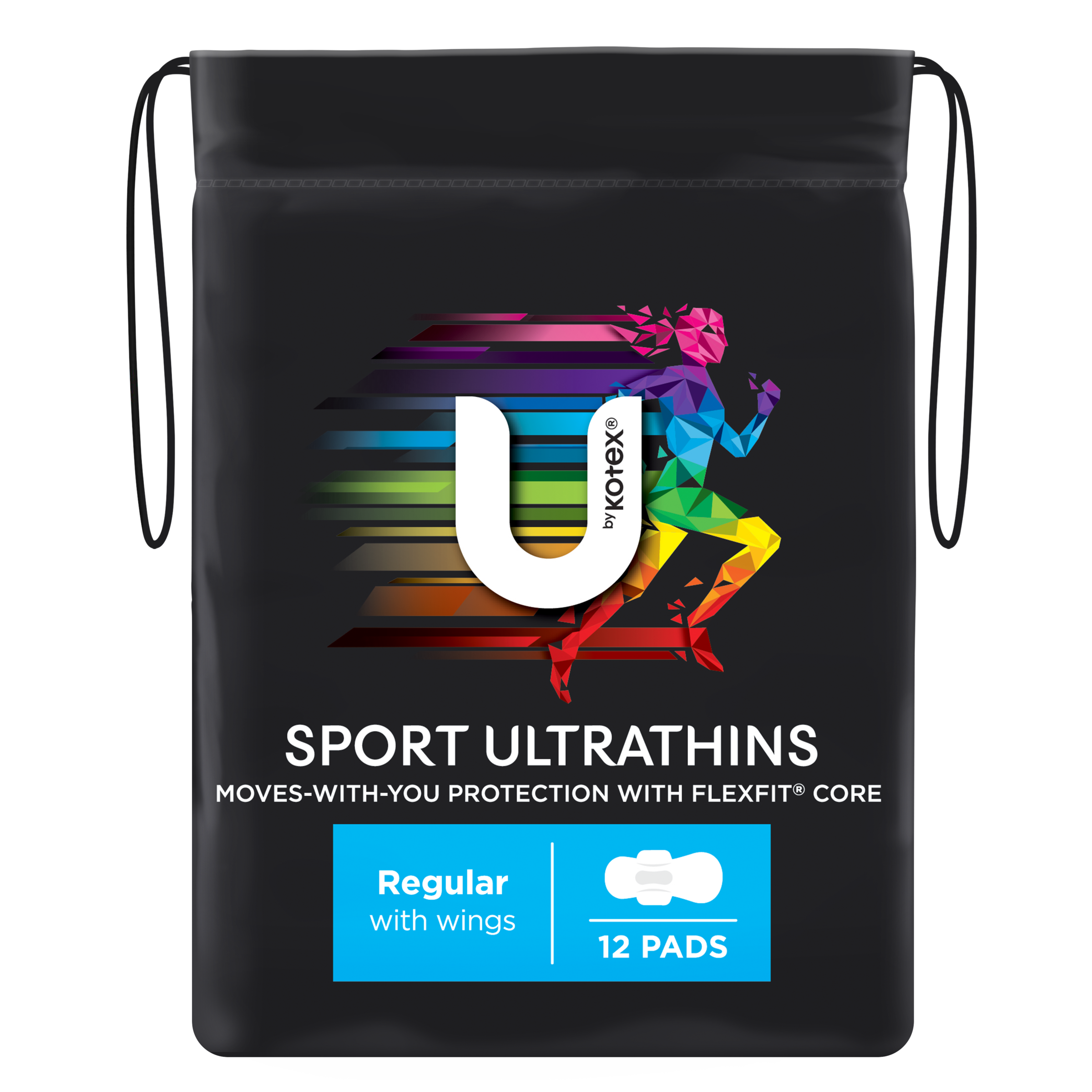 U BY KOTEX PADS SPORT ULTRATHIN REGULAR WINGS 12 PACK - Image 2