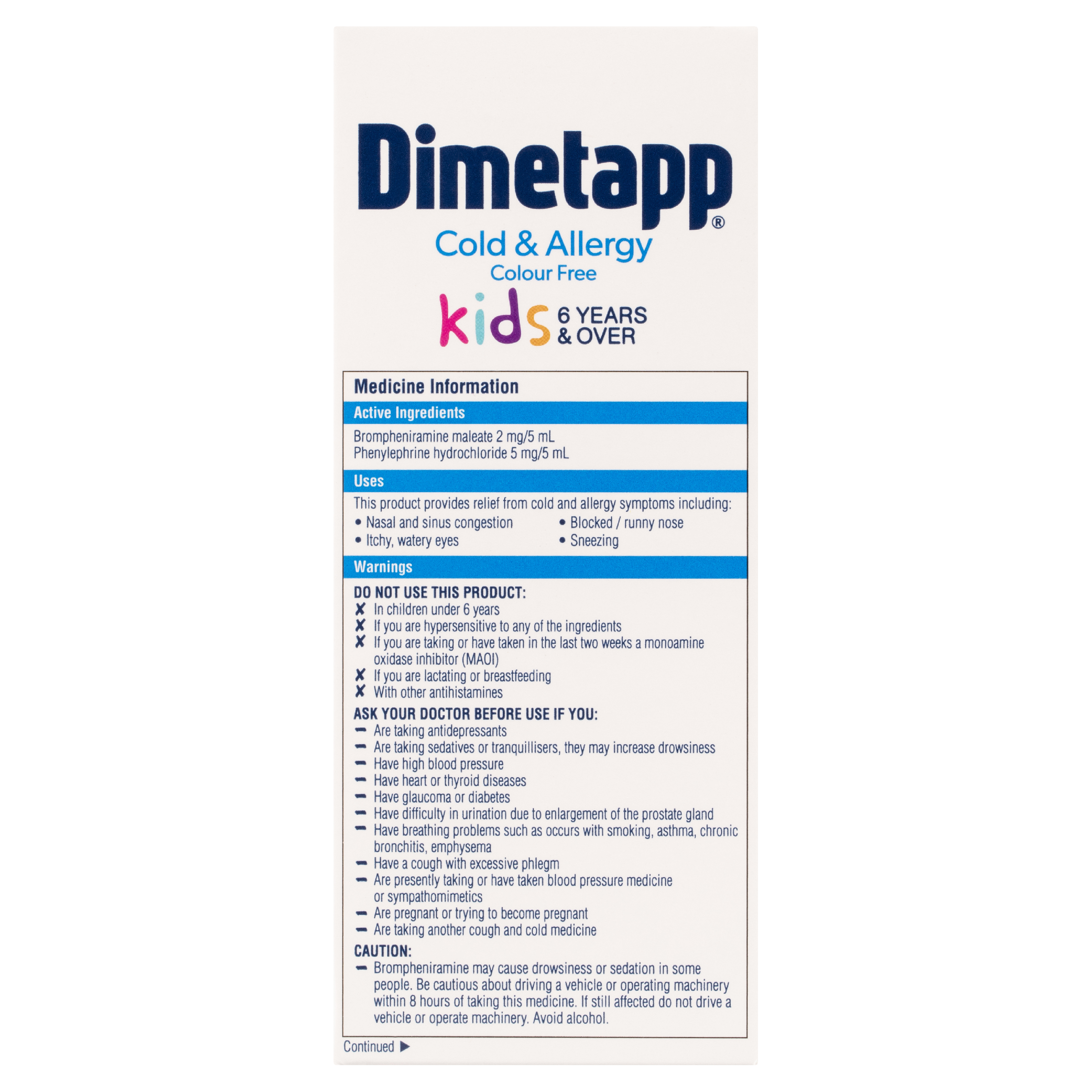 DIMETAPP KIDS COLD & ALLERGY COLOUR FREE 6+ YEARS 200ML - Image 6