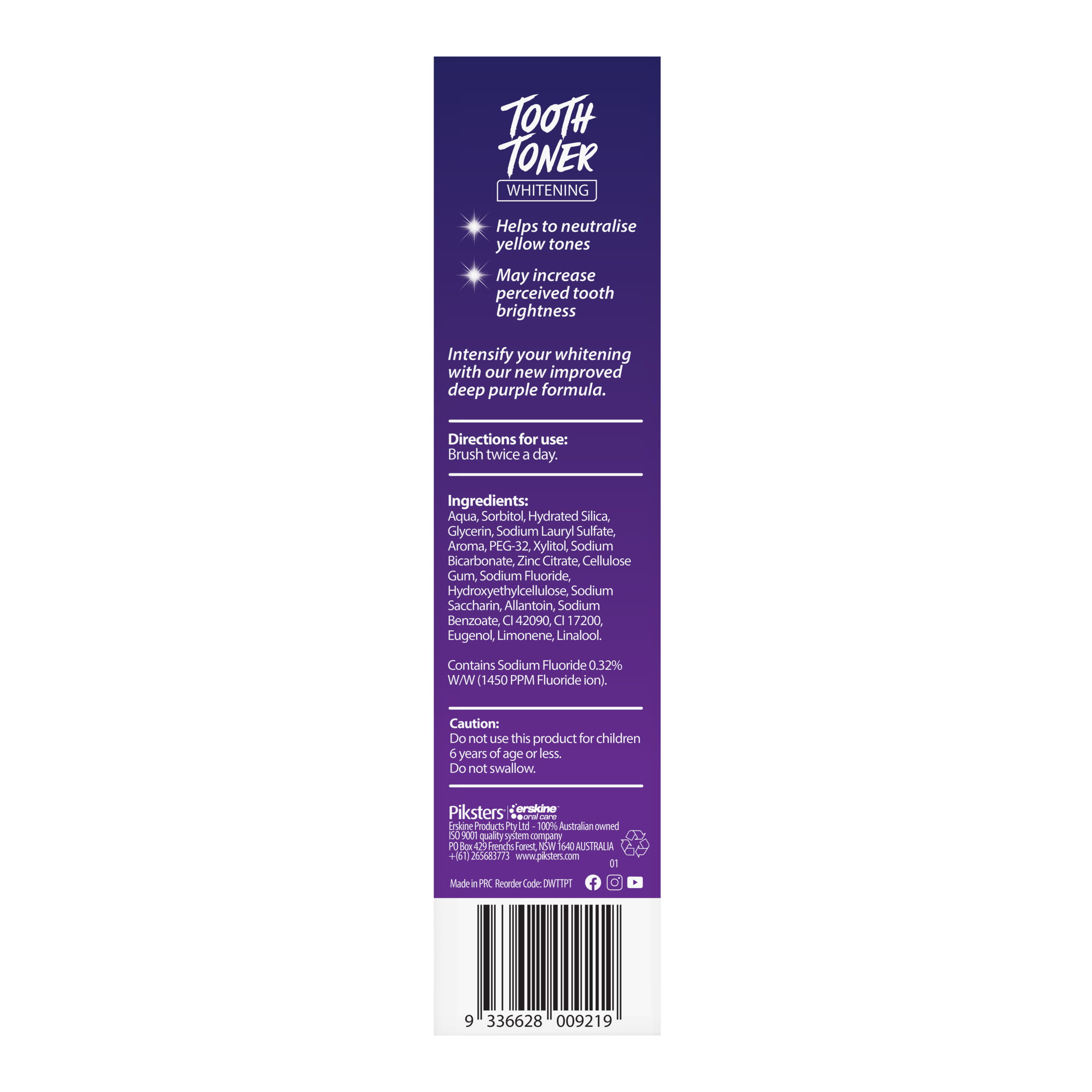 DESIGNER WHITE TOOTH TONER TOOTHPASTE INTENSE PURPLE 96G - Image 6