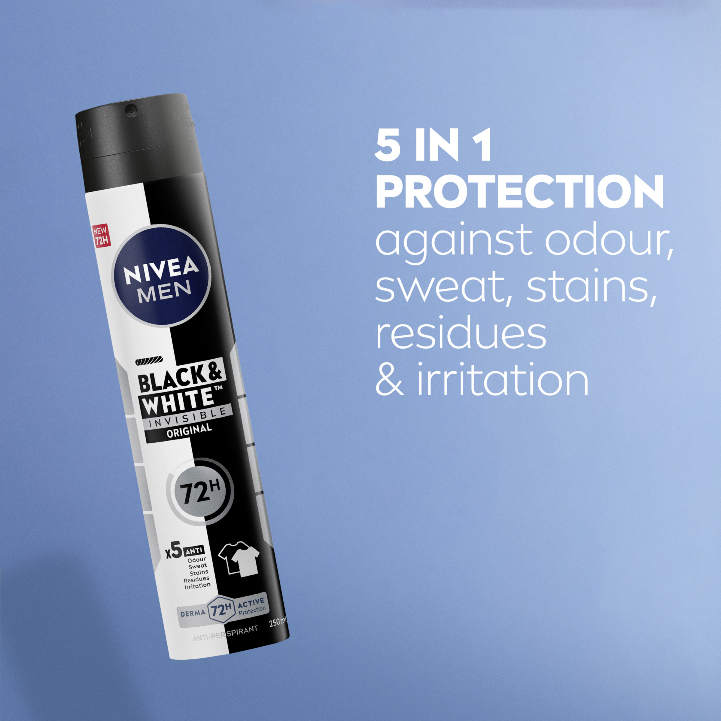 NIVEA MEN ANTIPERSPIRANT B&W INVISIBLE ORIGINAL 48H 250ML - Image 6