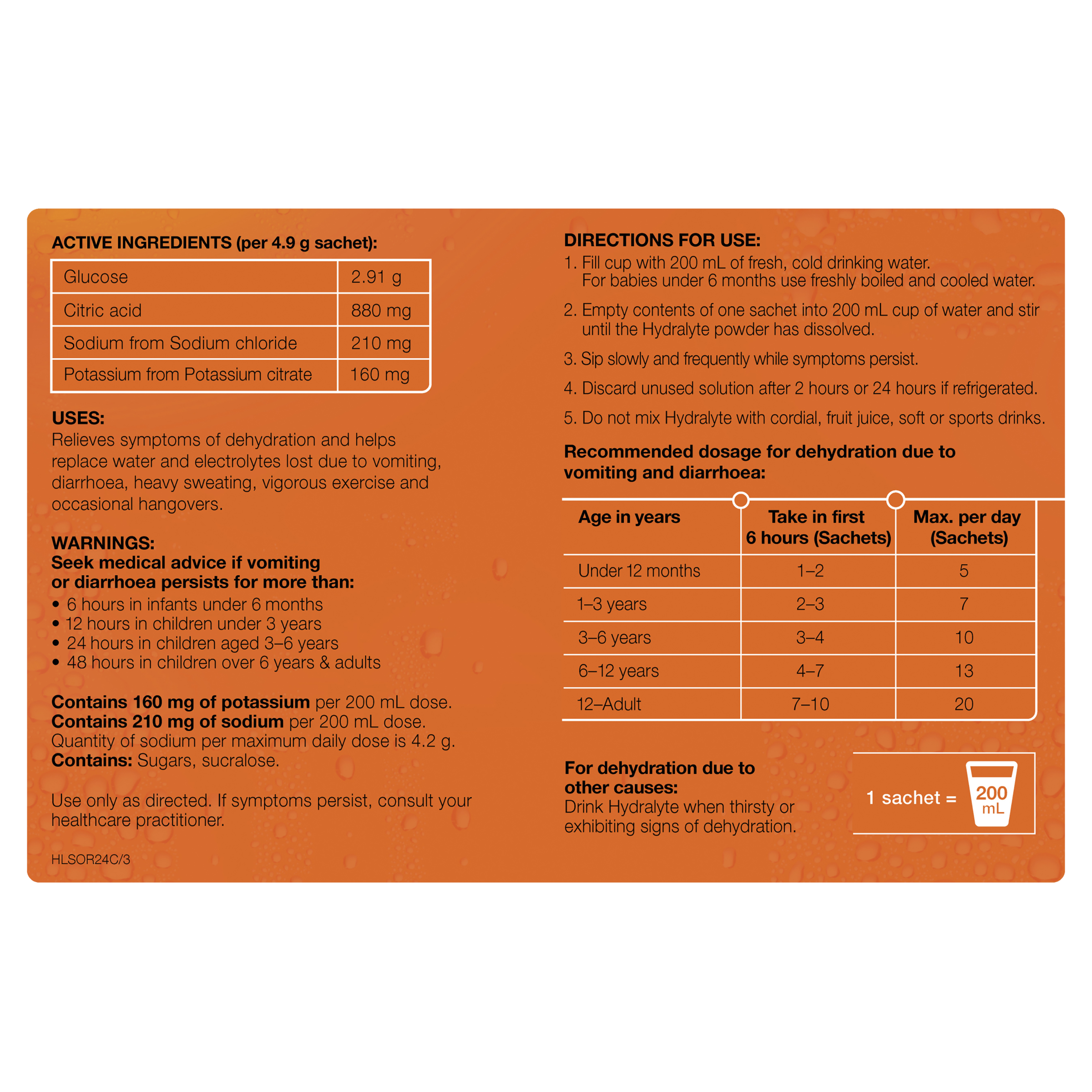 HYDRALYTE ORANGE SACHET 24 PACK - Image 4