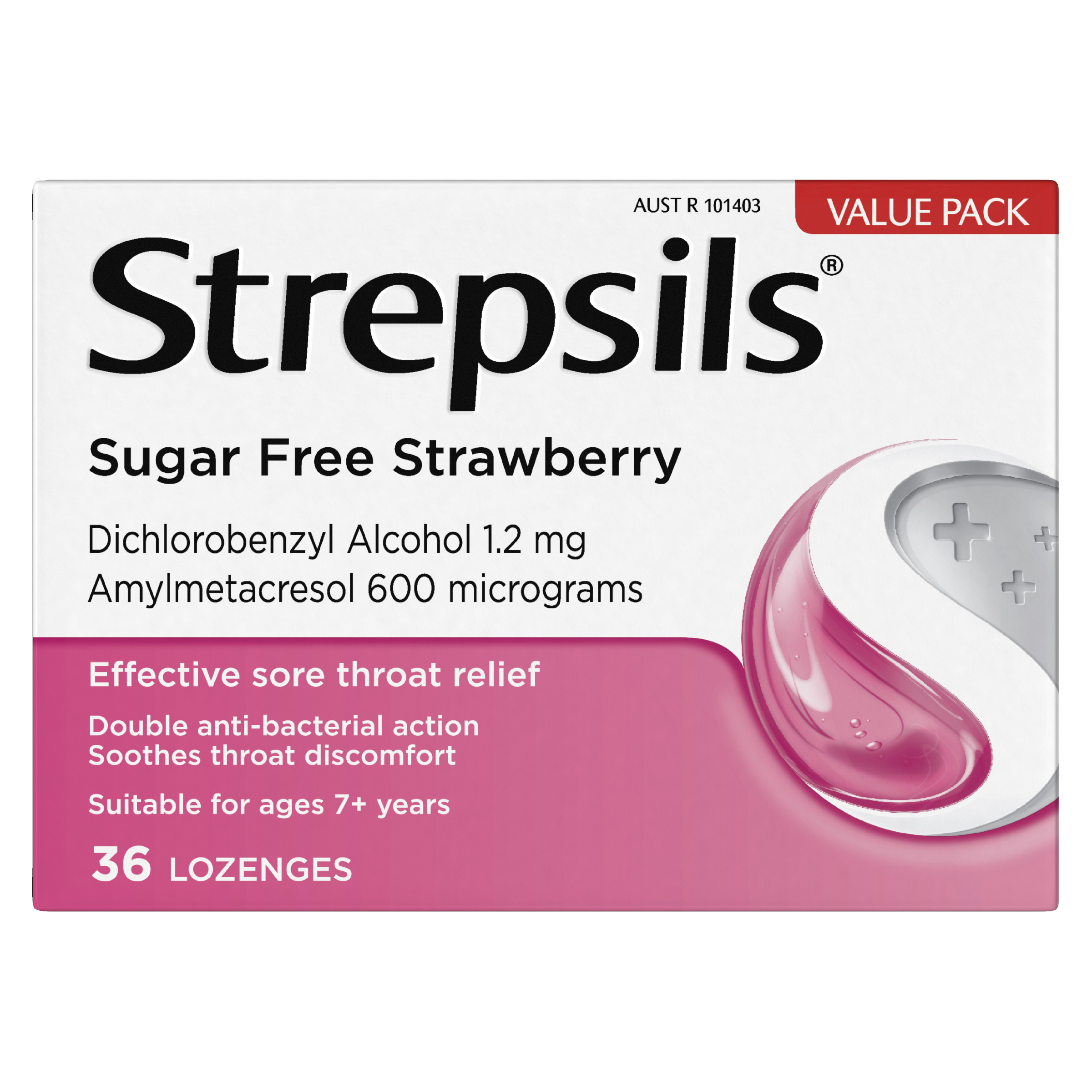 STREPSILS STRAWBERRY SUGAR FREE 36 LOZENGES - Image 2