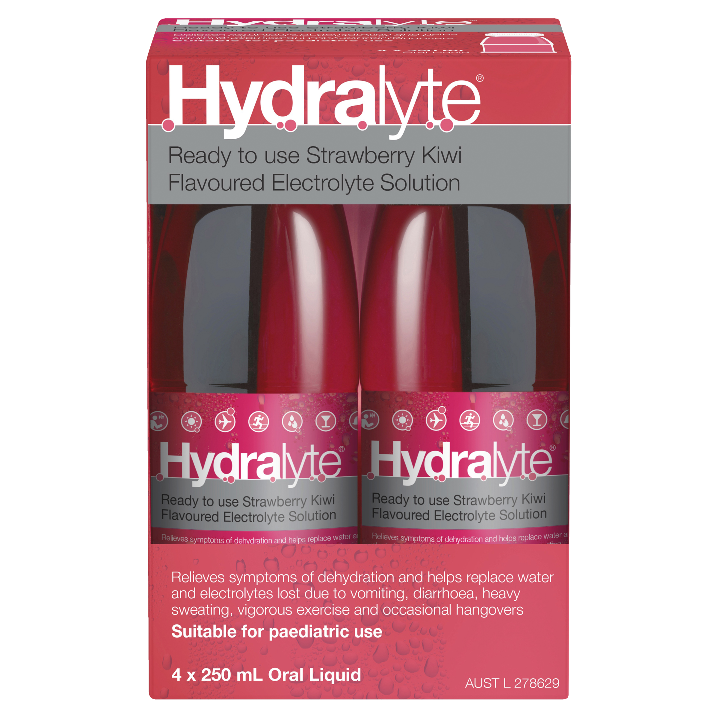 HYDRALYTE LIQUID STRAWBERRY KIWI READY TO DRINK 250ML 4 PACK - Image 2