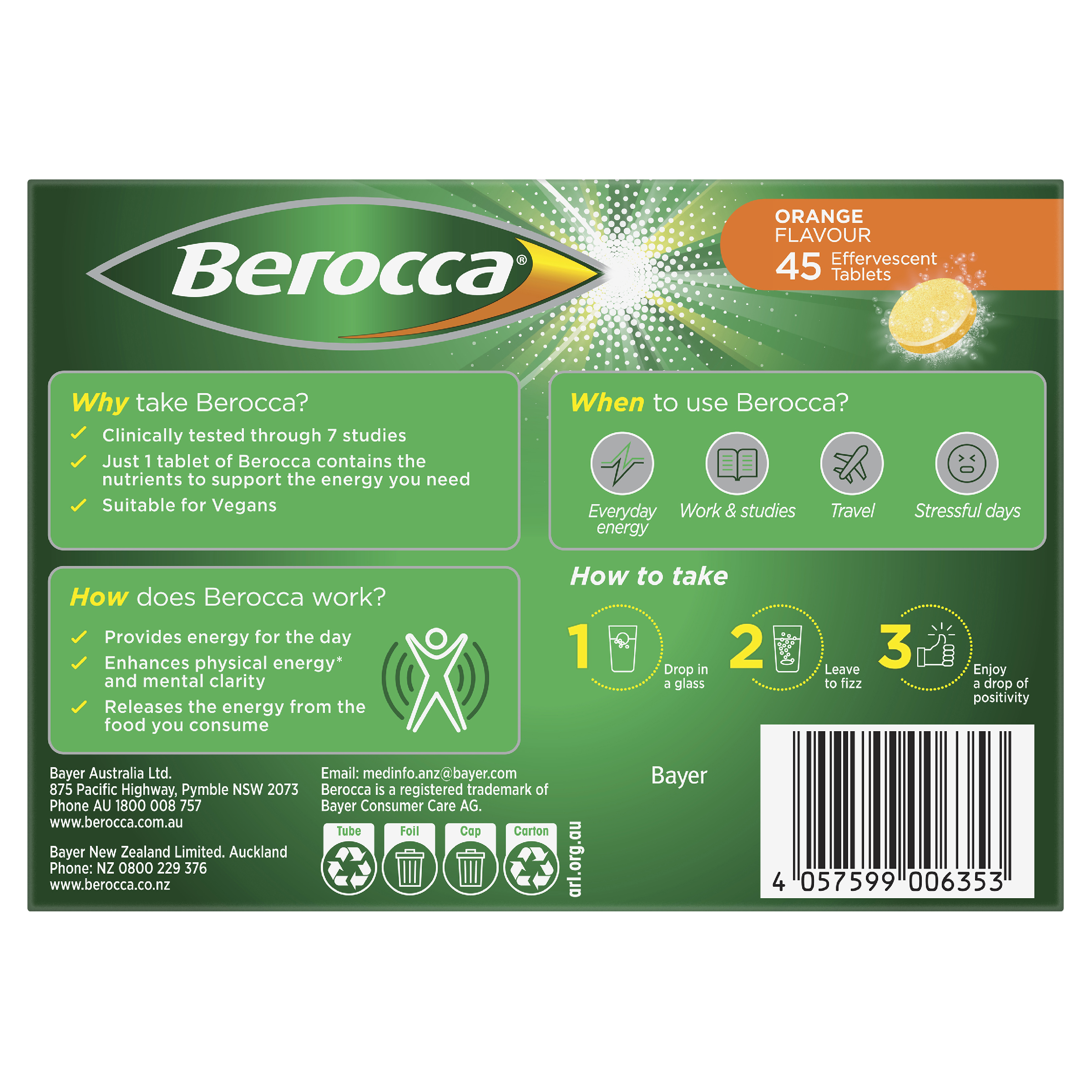 BEROCCA EFFERVESCENT ORANGE 45 TABLETS - Image 4