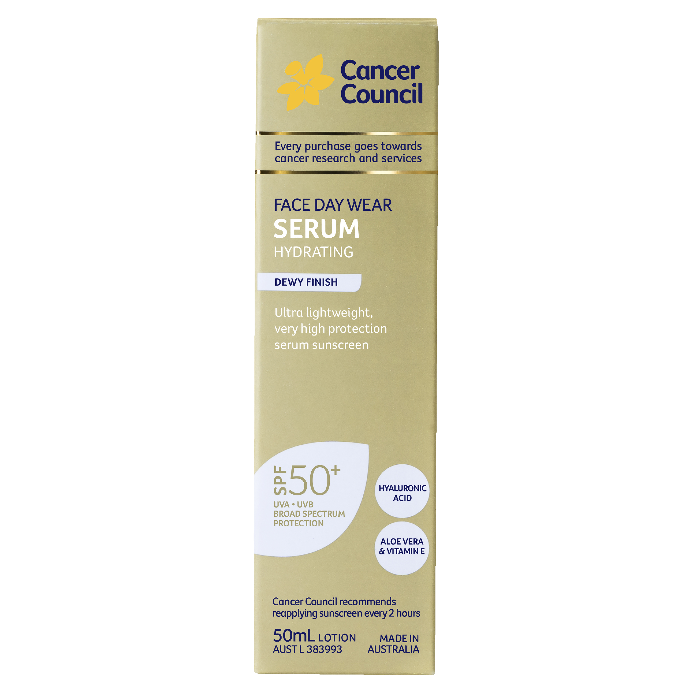 CANCER COUNCIL FACE SUNSCREEN SERUM HYDRATE PUMP SPF50+ 50ML - Image 9