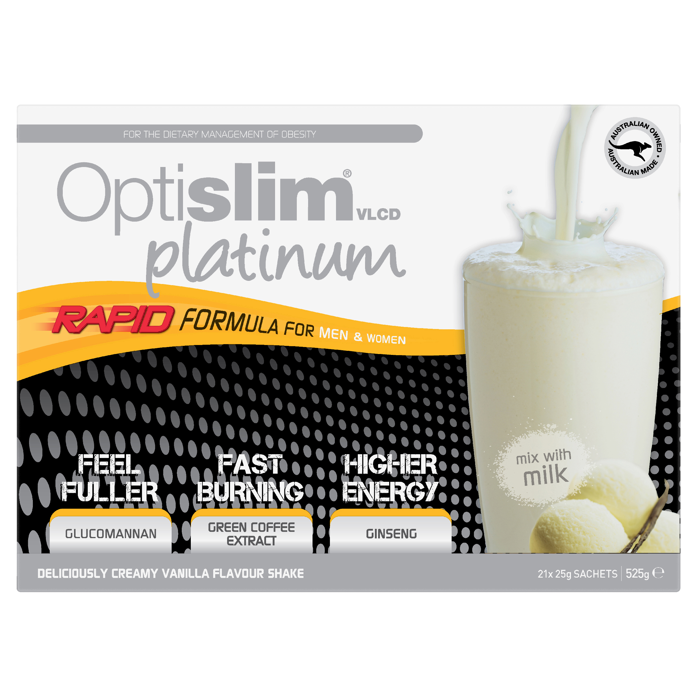 OPTISLIM VLCD PLATINUM SHAKE VANILLA 25G 21 PACK - Image 2
