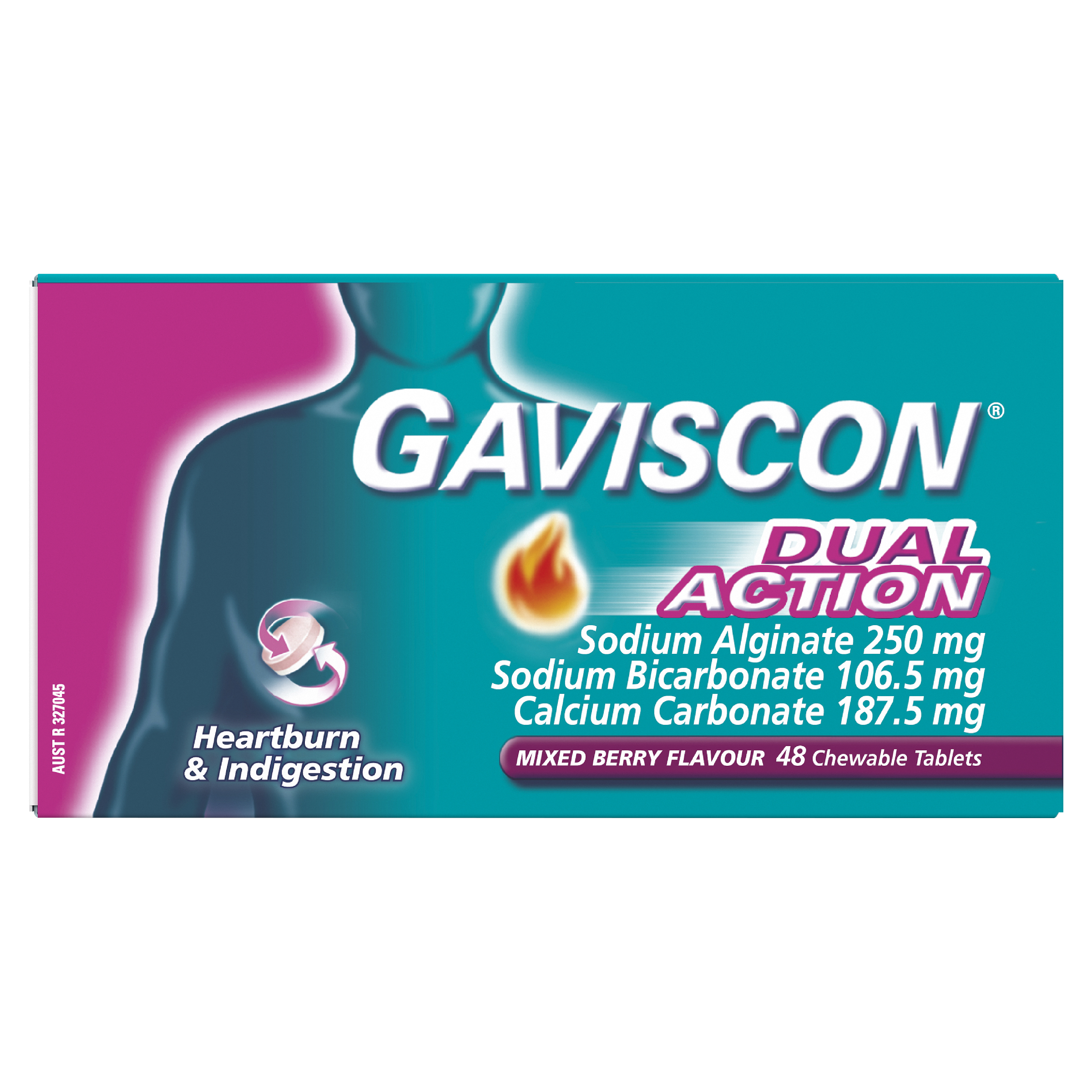 GAVISCON DUAL ACTION MIXED BERRY 48 TABLETS - Image 2