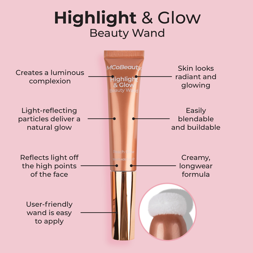 MCO BEAUTY HIGHLIGHT & GLOW BEAUTY WAND PEACH GLOW 12ML - Image 2