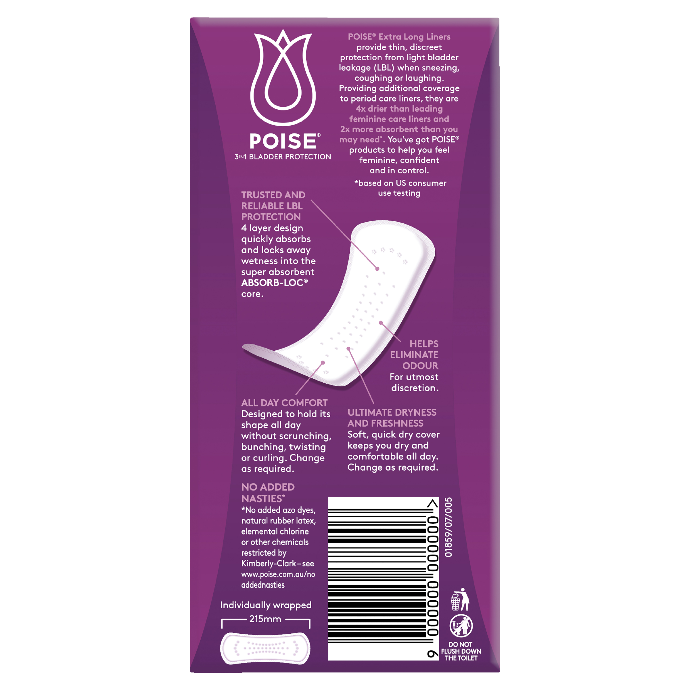 POISE 3-IN-1 LINER EXTRA LONG 2D 22 PACK - Image 4