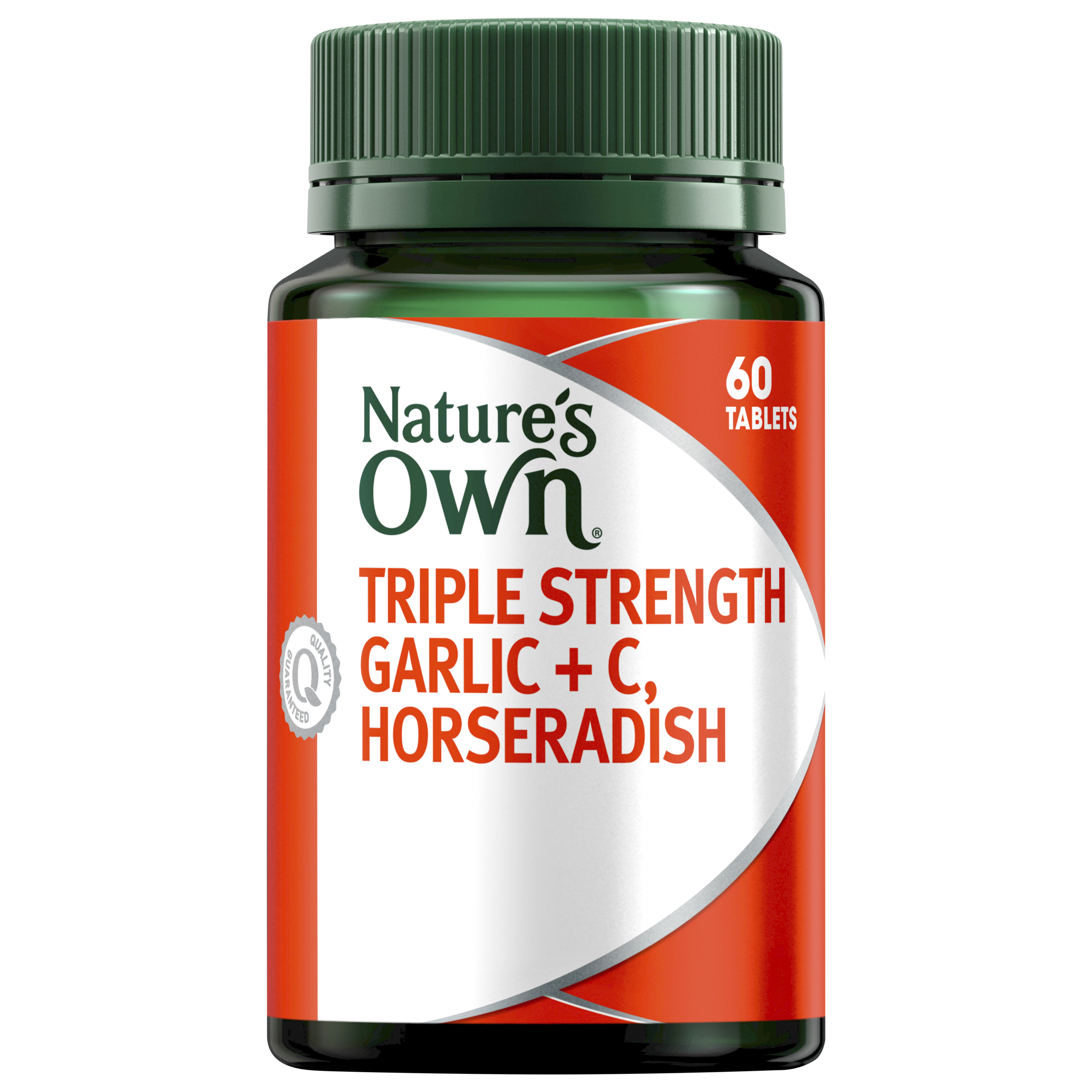 NATURES OWN TRIPLE STRENGTH GARLIC + C HORSERADISH 60 TABLETS - Image 7