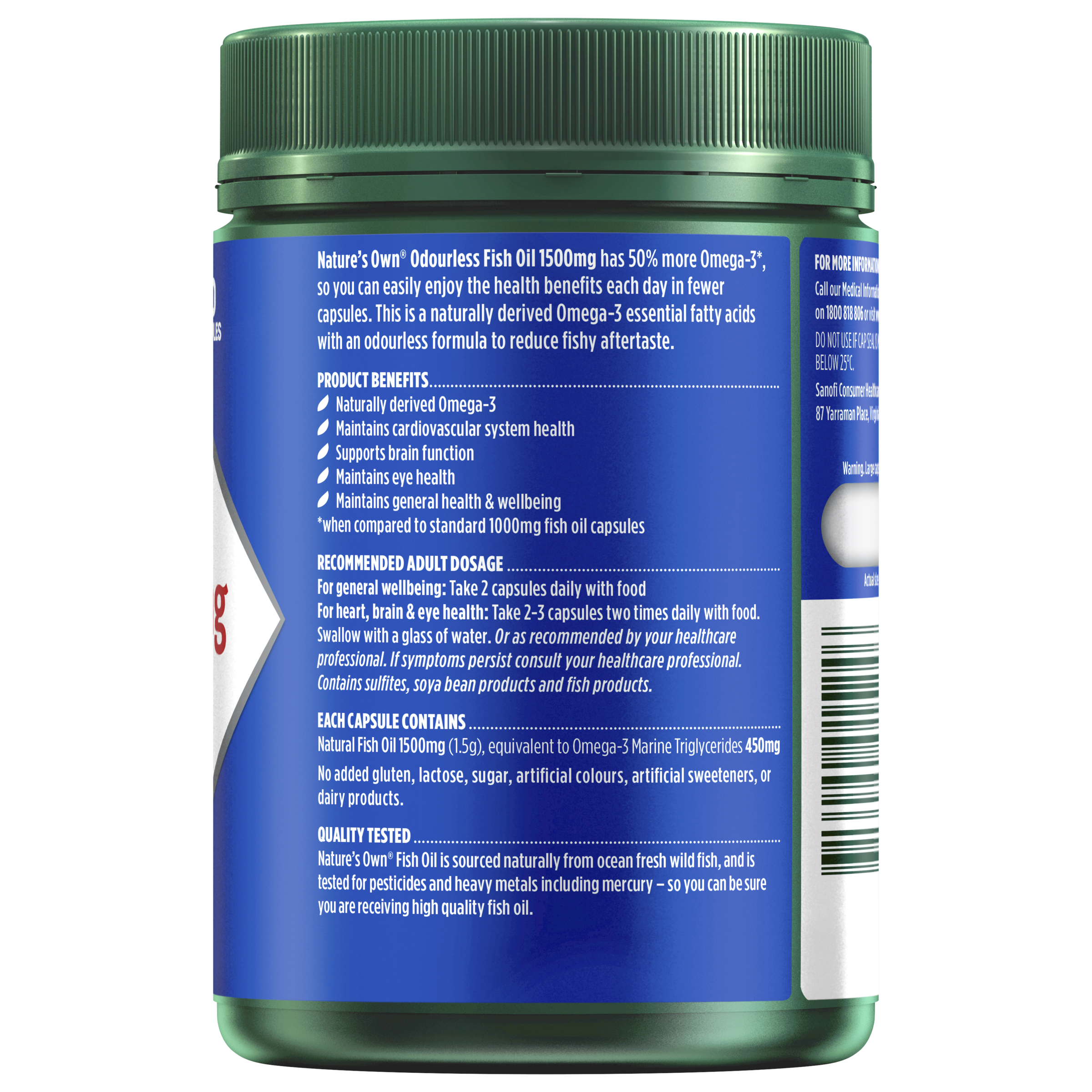 NATURES OWN ODOURLESS FISH OIL 1500MG 200 CAPSULES - Image 2
