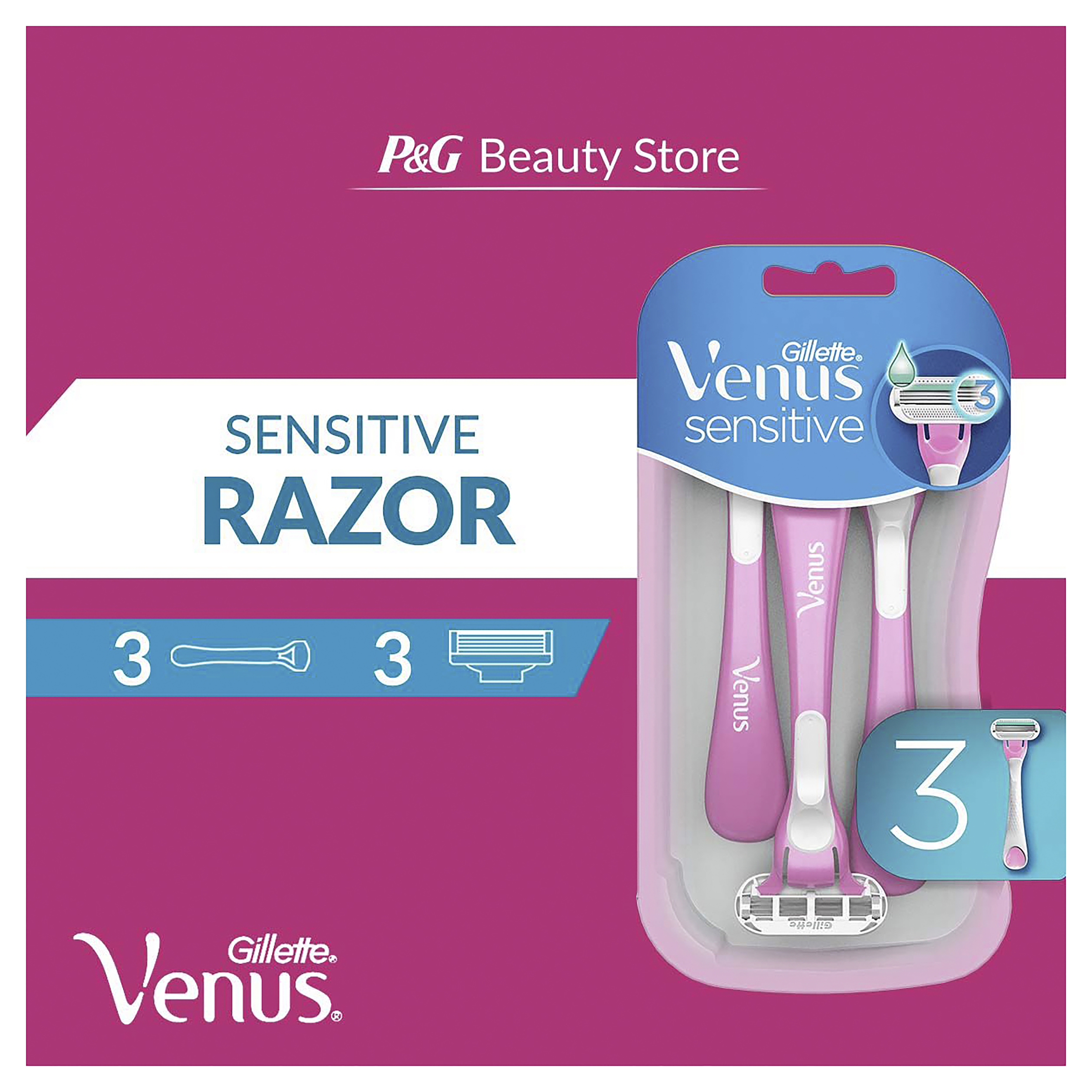 GILLETTE VENUS SENSITIVE DISPOSABLE RAZOR 3 PACK - Image 9