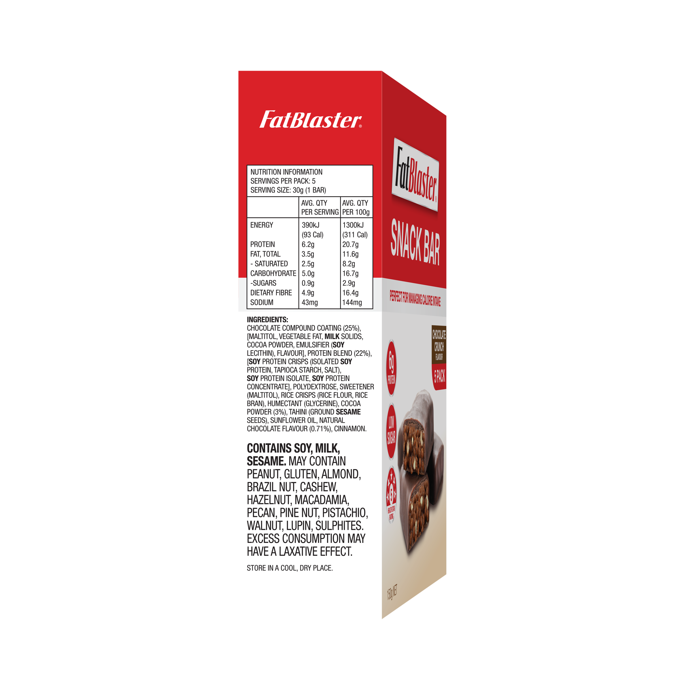FAT BLASTER SNACK BAR CHOCOLATE CRUNCH 5 PACK - Image 4