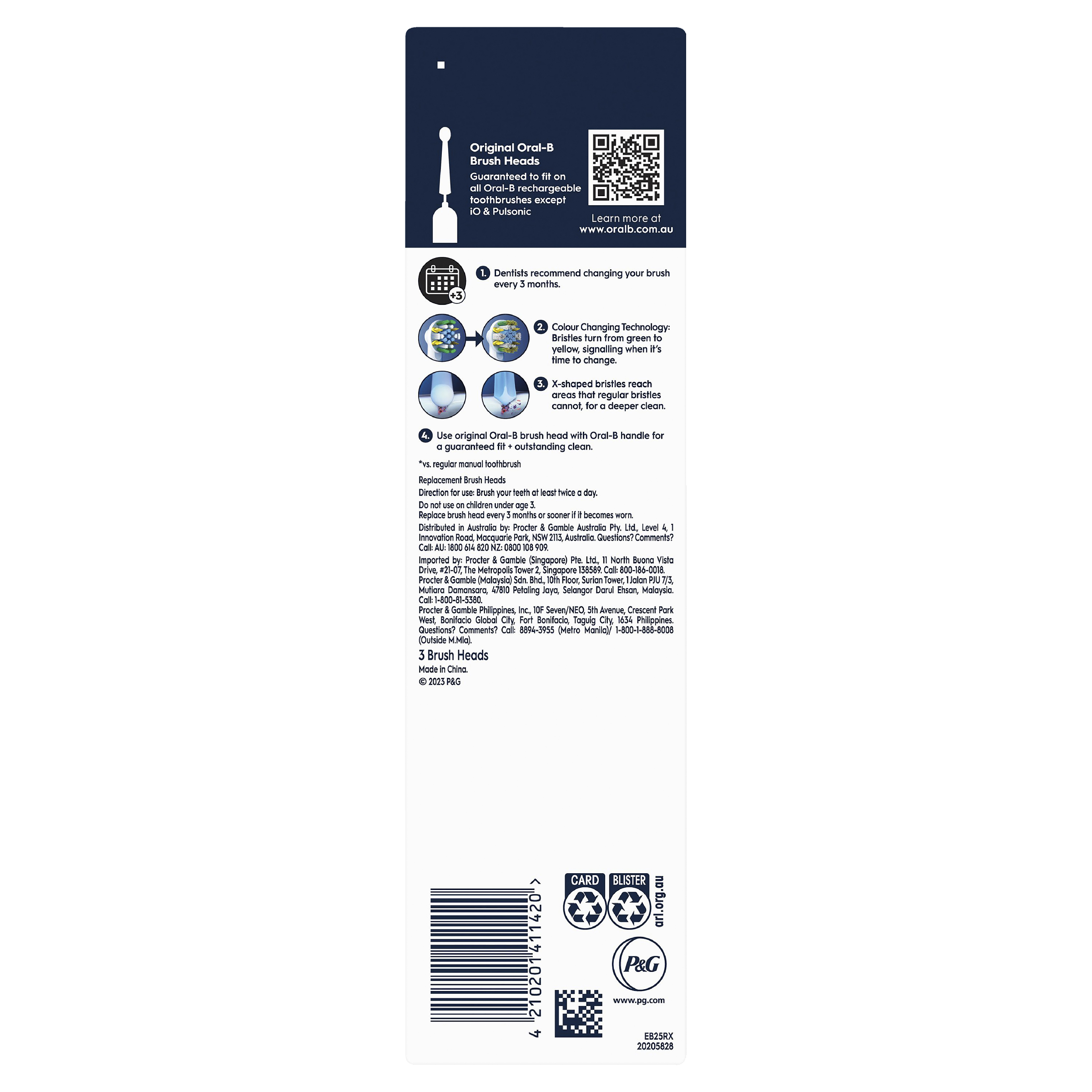 ORAL-B VITALITY+ POWER BRUSH HEADS FLOSS ACTION 3 PACK - Image 2
