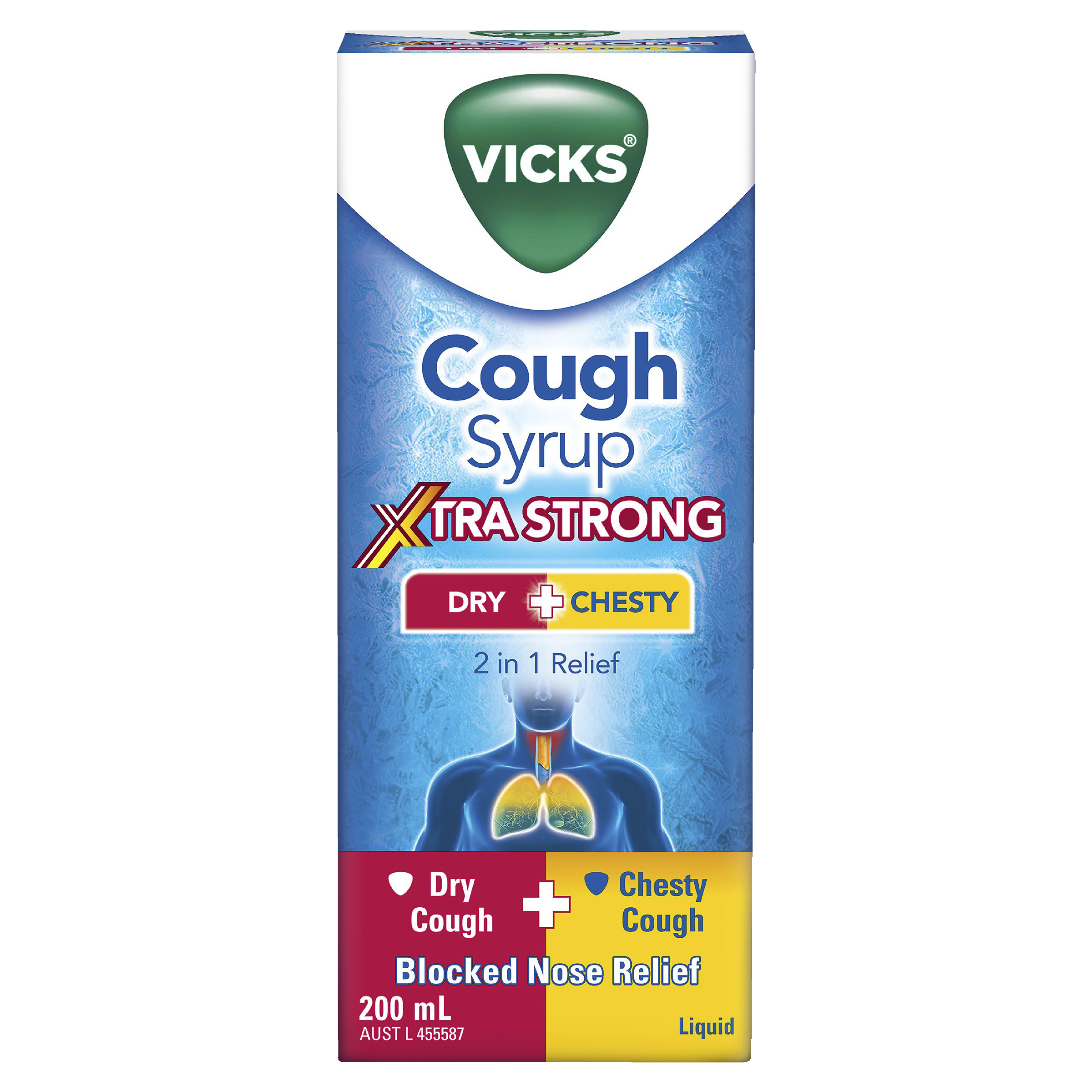 VICKS XTRA STRONG COUGH DRY + CHESTY 200ML LIQUID