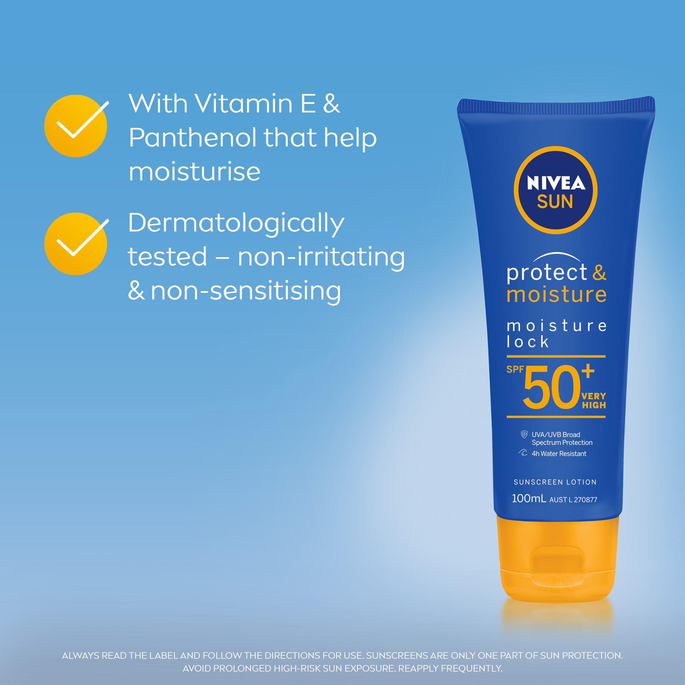 NIVEA PROTECT & MOISTURE SUNSCREEN LOTION SPF50+ 100ML - Image 3