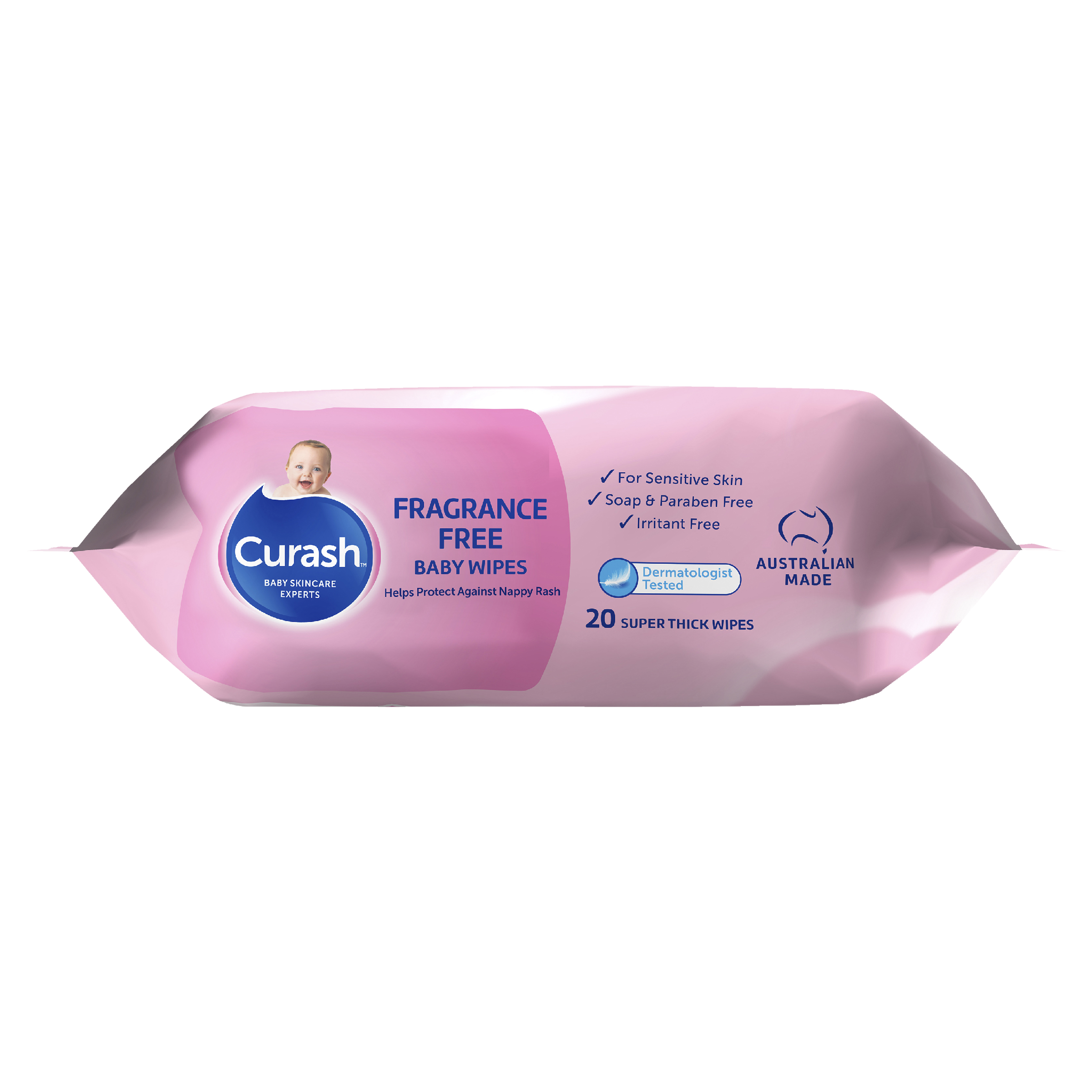 CURASH BABYCARE WIPES FRAGRANCE FREE 20 PACK - Image 4