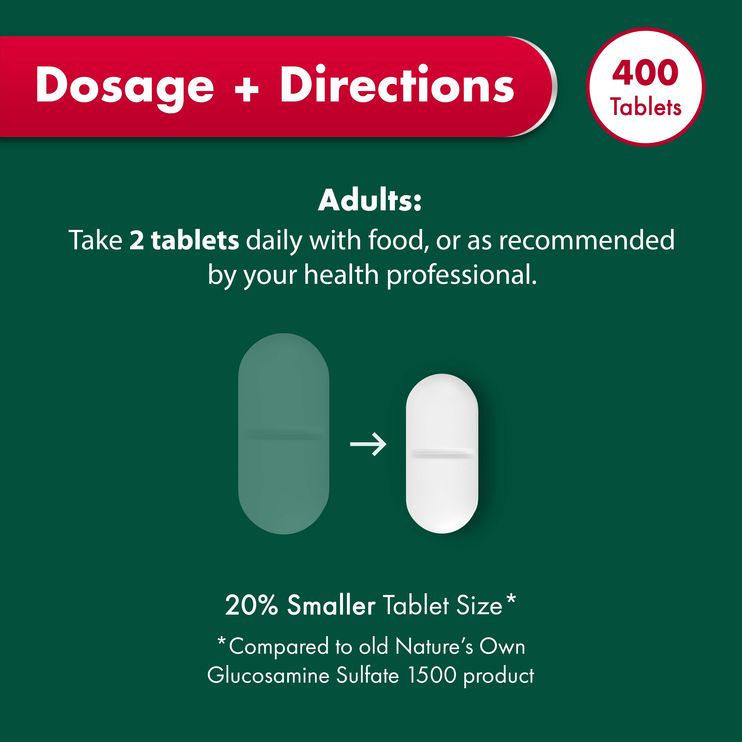 NATURES OWN GLUCOSAMINE SULFATE 400 TABLETS - Image 5