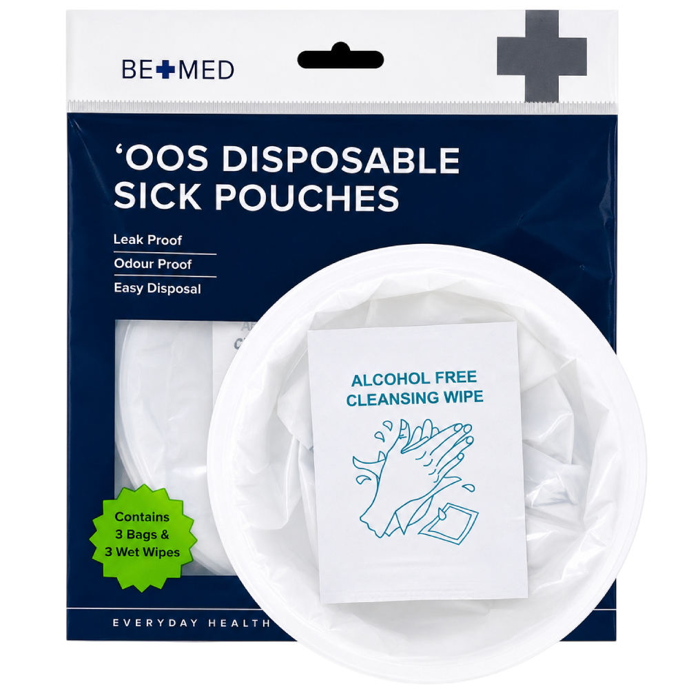BE+MED VOMIT BAG WITH WIPES - 1500ML VOLUME 3 PACK