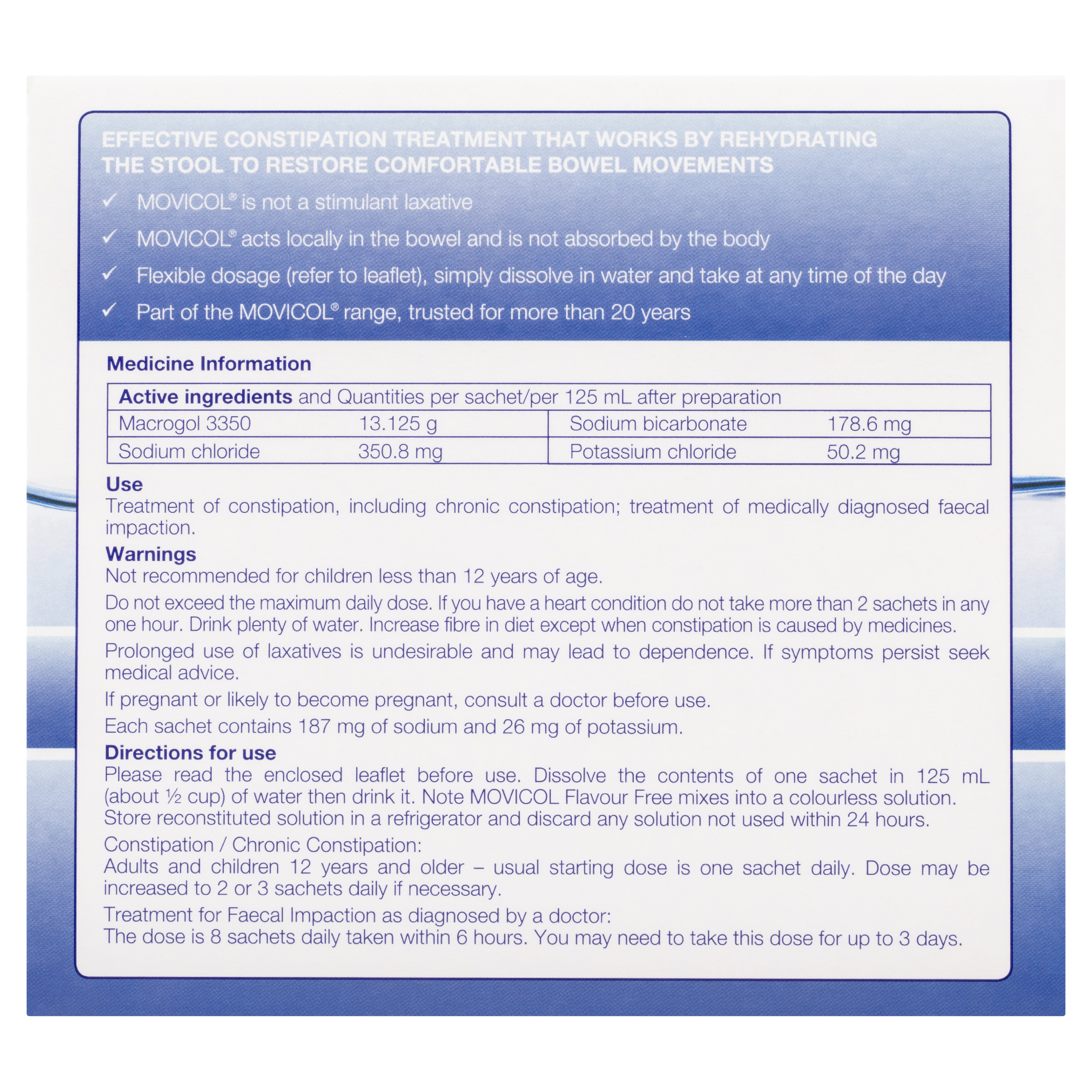 MOVICOL FLAVOUR FREE SACHETS 30 PACK - Image 4