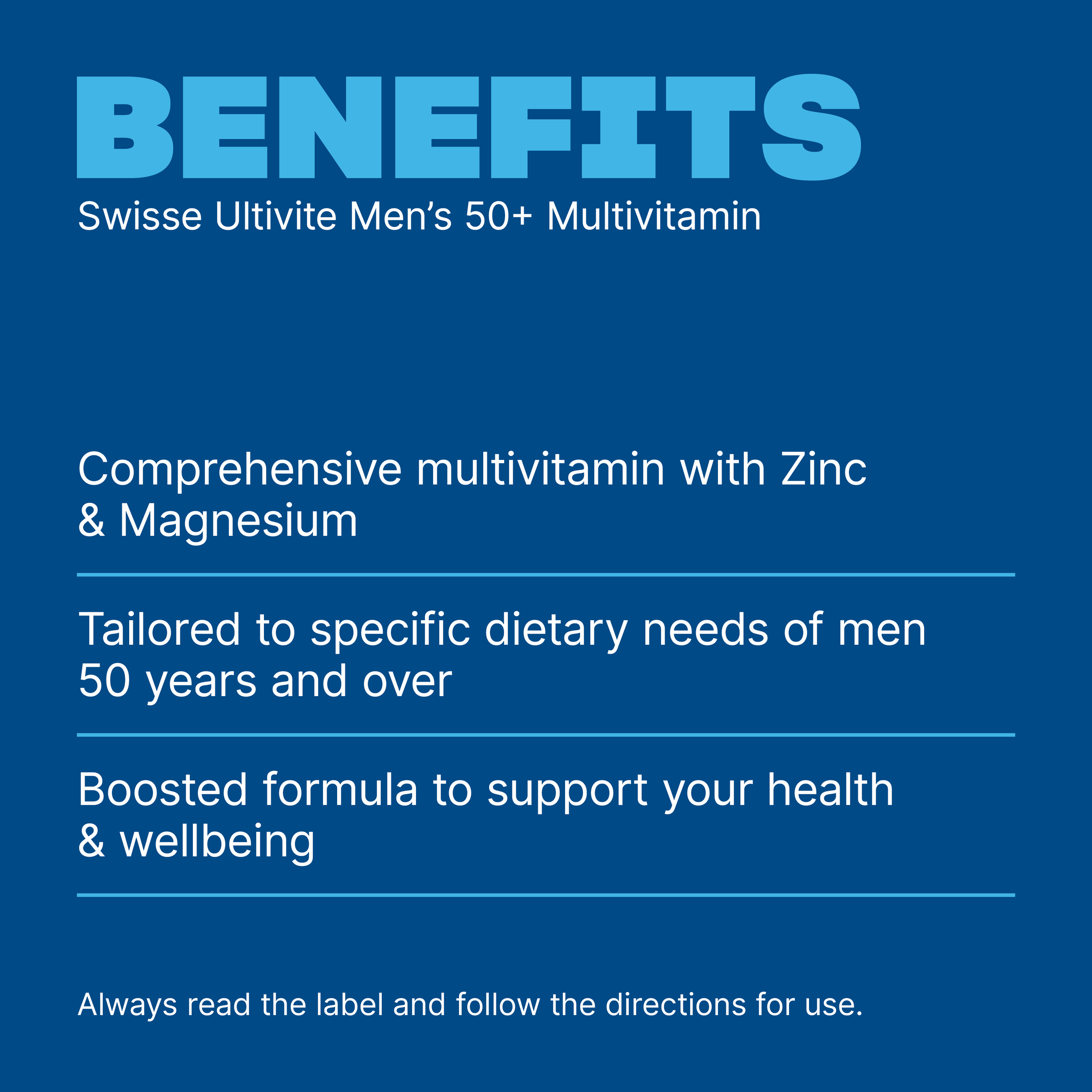 SWISSE ULTIVITE MENS 50+ MULTIVITAMIN TABLETS 90 - Image 3