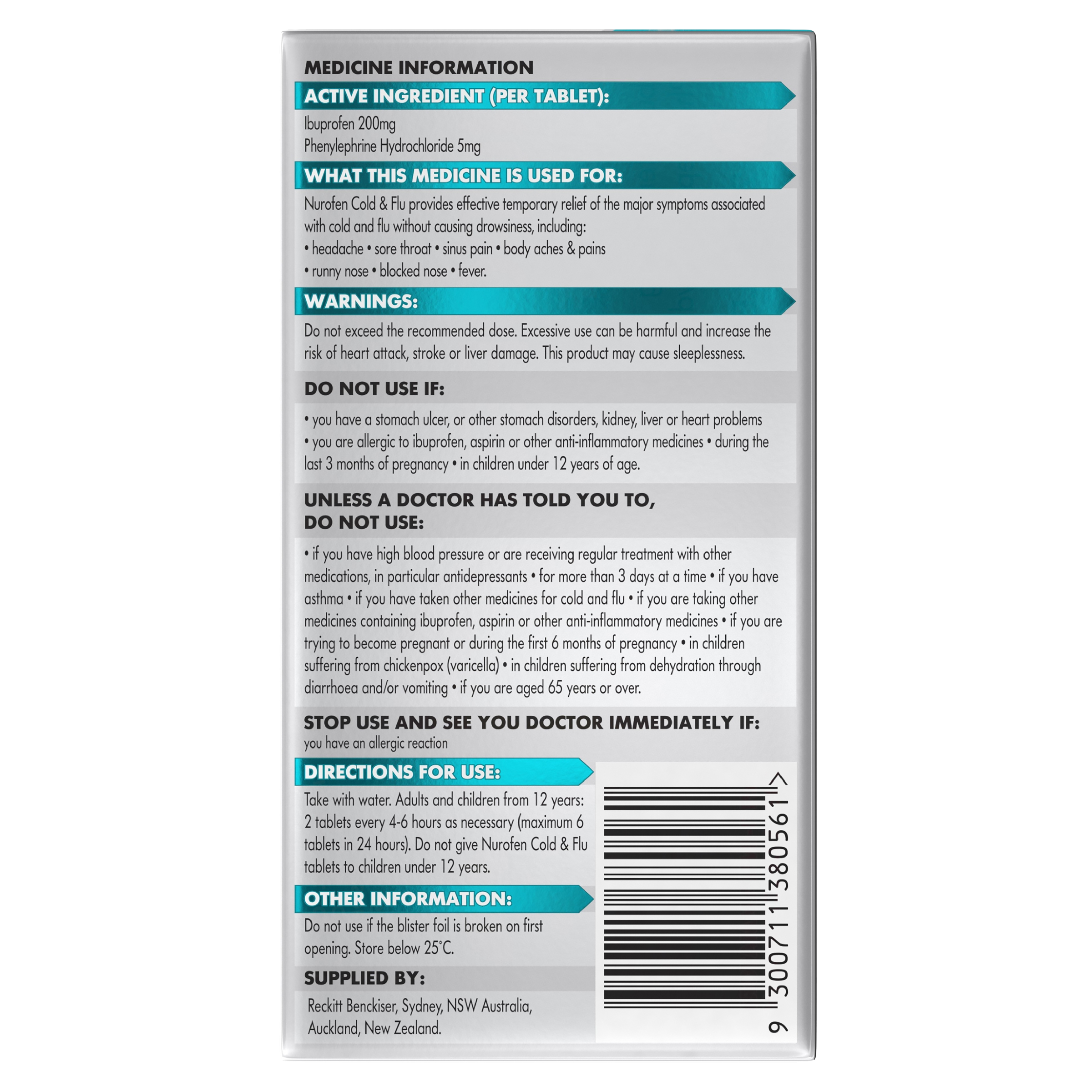 NUROFEN COLD & FLU PE 24 TABLETS - Image 2