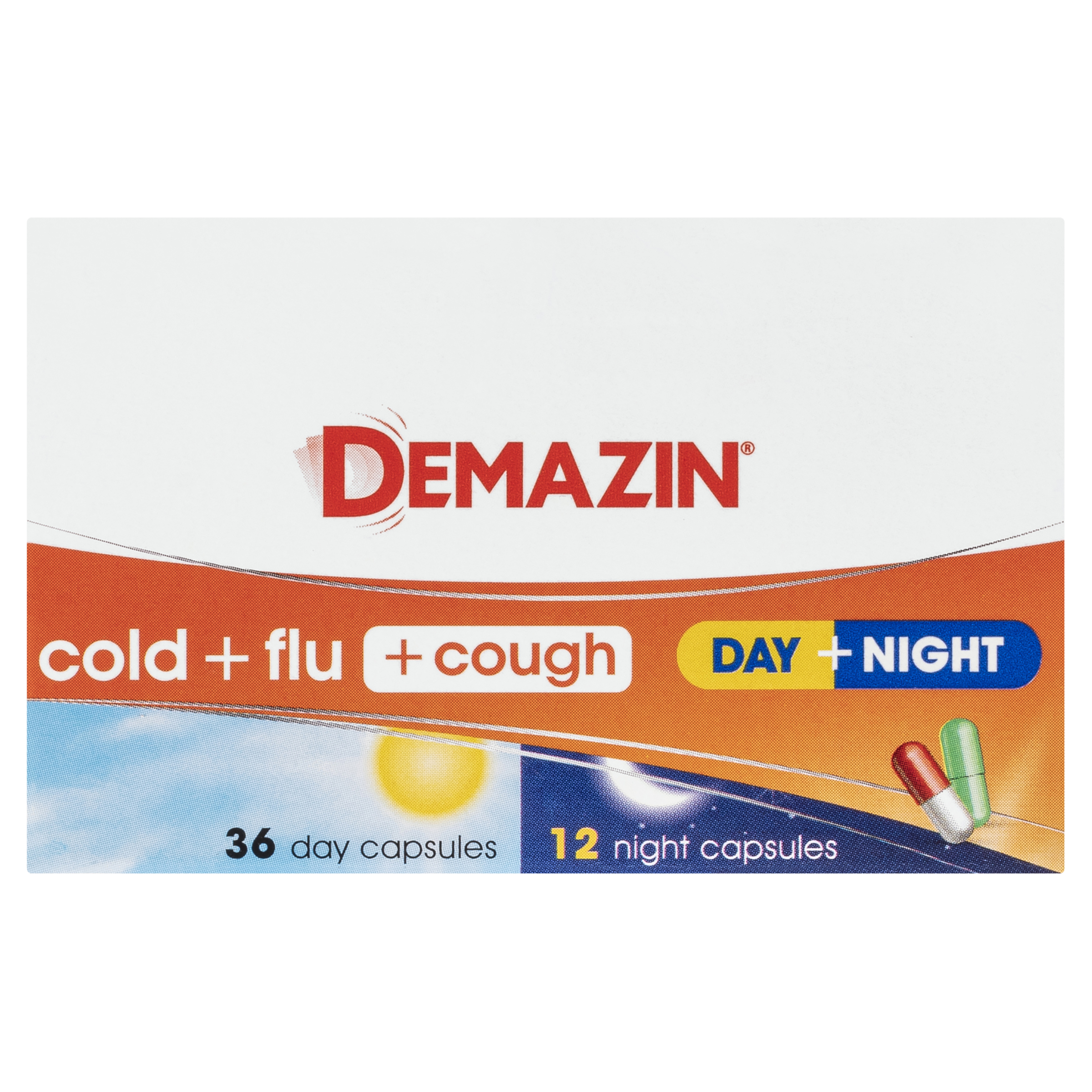 DEMAZIN DAY & NIGHT COLD & FLU + COUGH PE 48 CAPSULES - Image 3