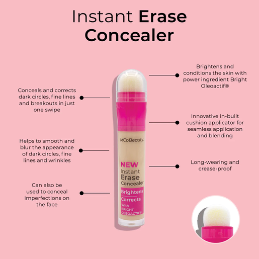 MCO BEAUTY INSTANT ERASE CONCEALER IVORY 6ML - Image 2