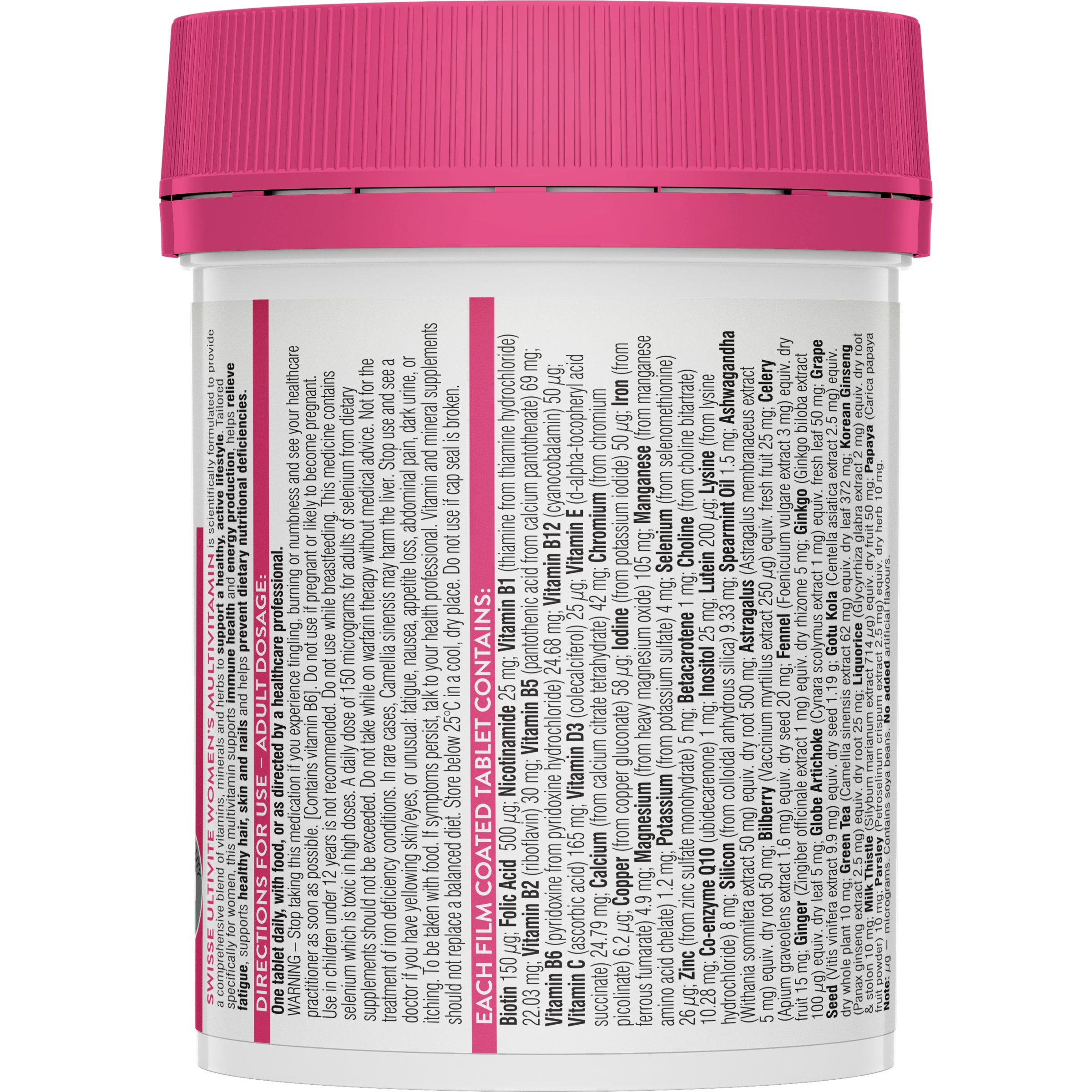 SWISSE ULTIVITE WOMENS MULTIVITAMIN TABLETS 120 - Image 2