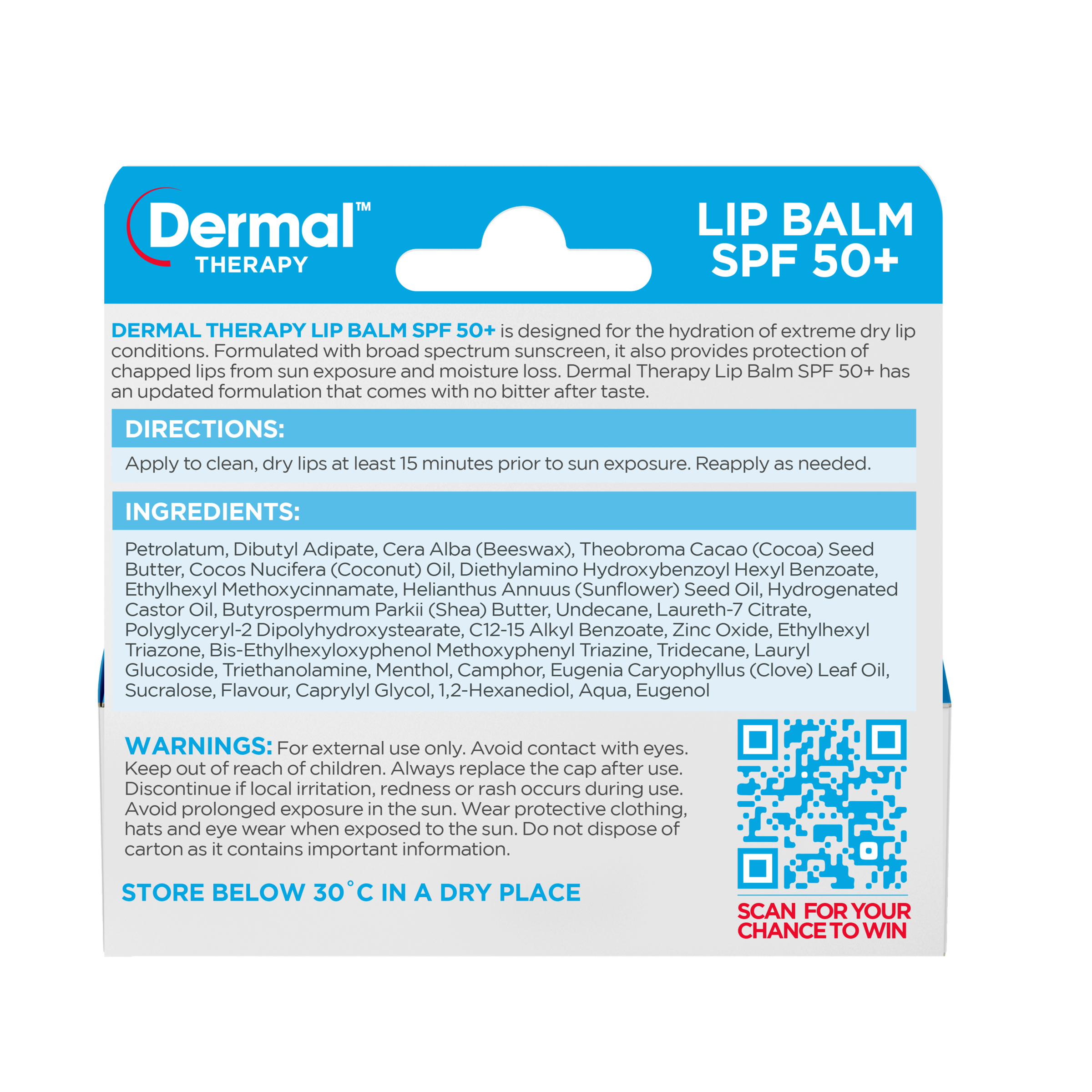 DERMAL THERAPY LIP BALM STICK MOISTURISING SPF50+ 10G - Image 2