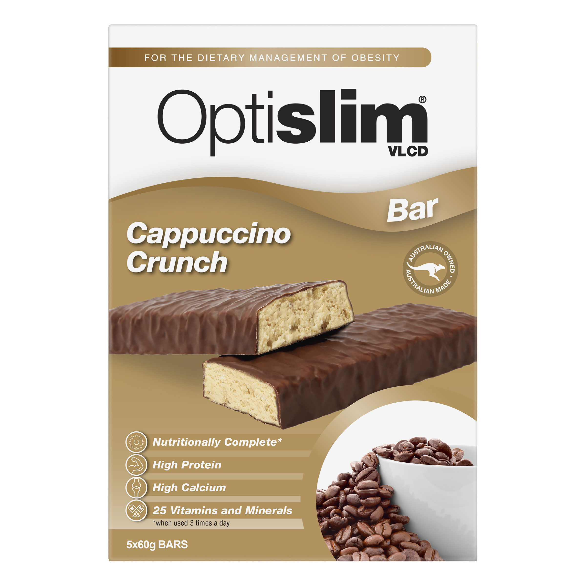 OPTISLIM VLCD BAR CAPPUCINO CRUNCH 60G 5 PACK - Image 2