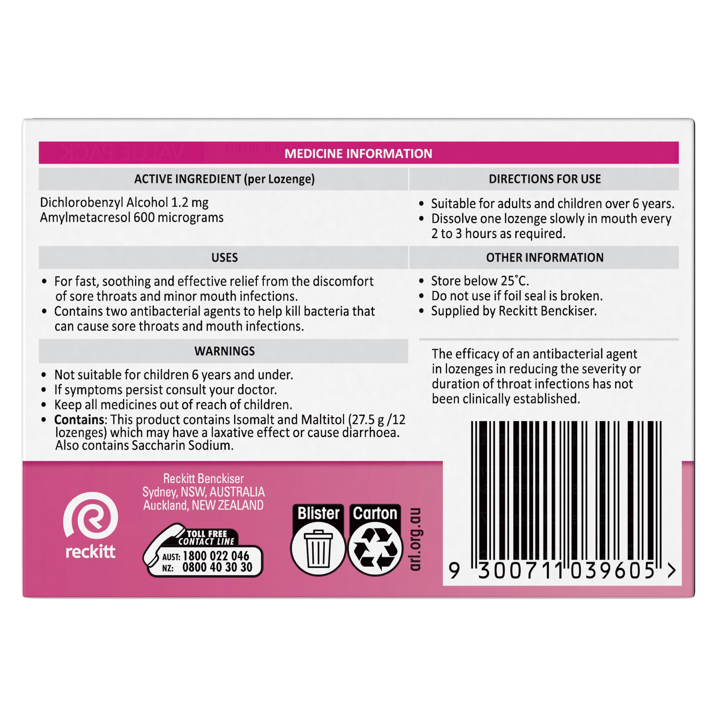 STREPSILS STRAWBERRY SUGAR FREE 36 LOZENGES - Image 4