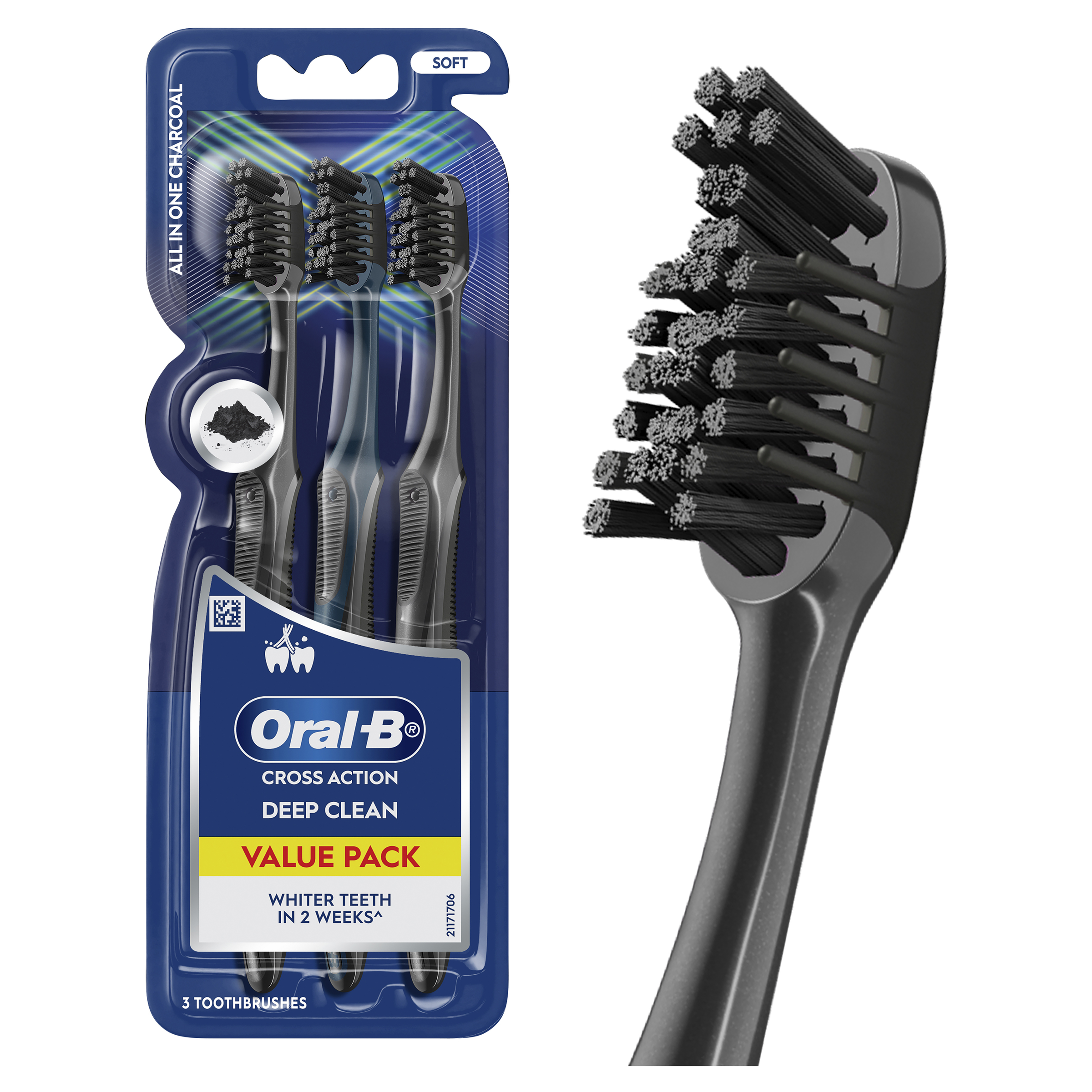 ORAL-B TOOTHBRUSH 3D WHITE CROSS ACTION CHARCOAL  3 PACK - Image 9