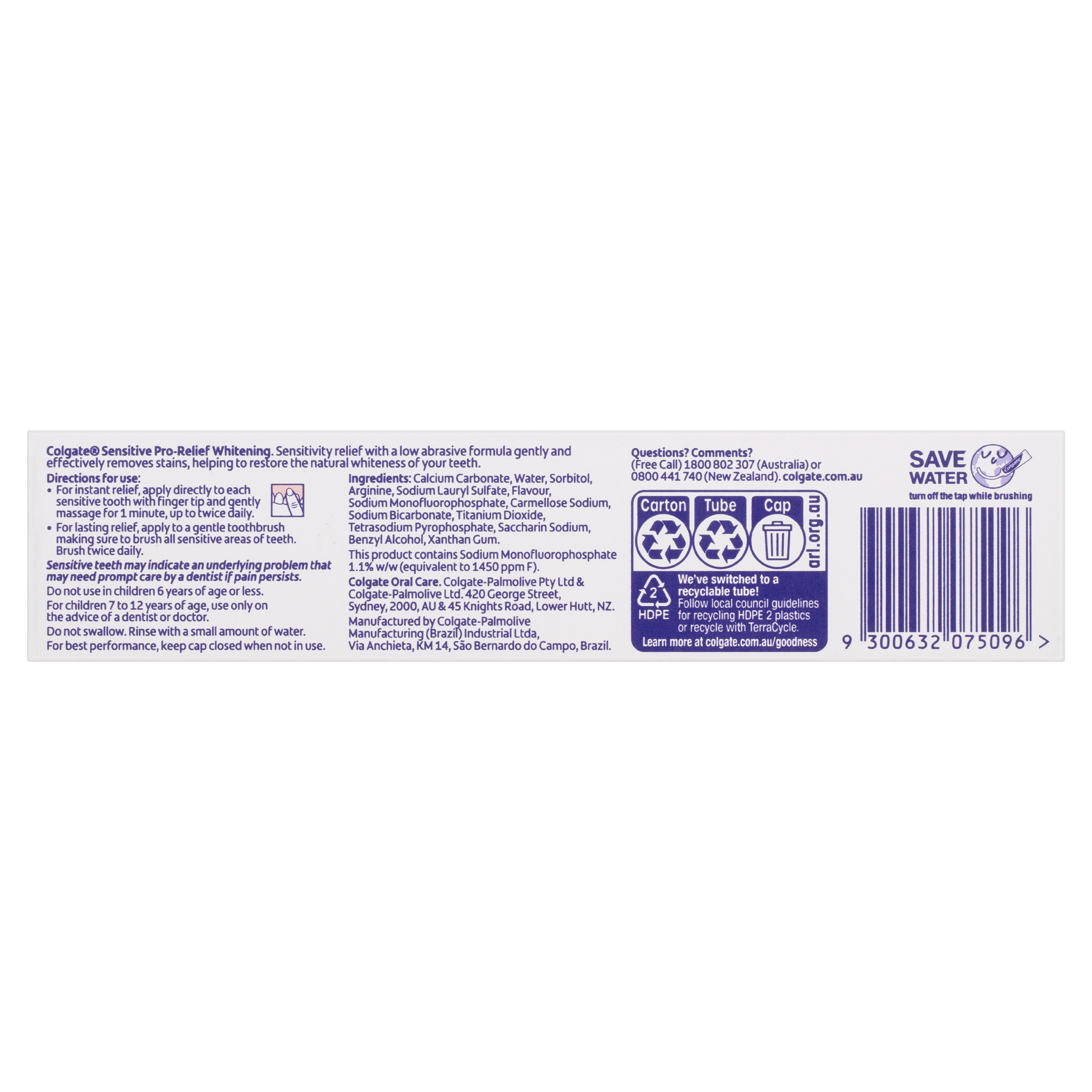 COLGATE TOOTHPASTE SENSITIVE PRO-RELIEF WHITENING 110G - Image 3