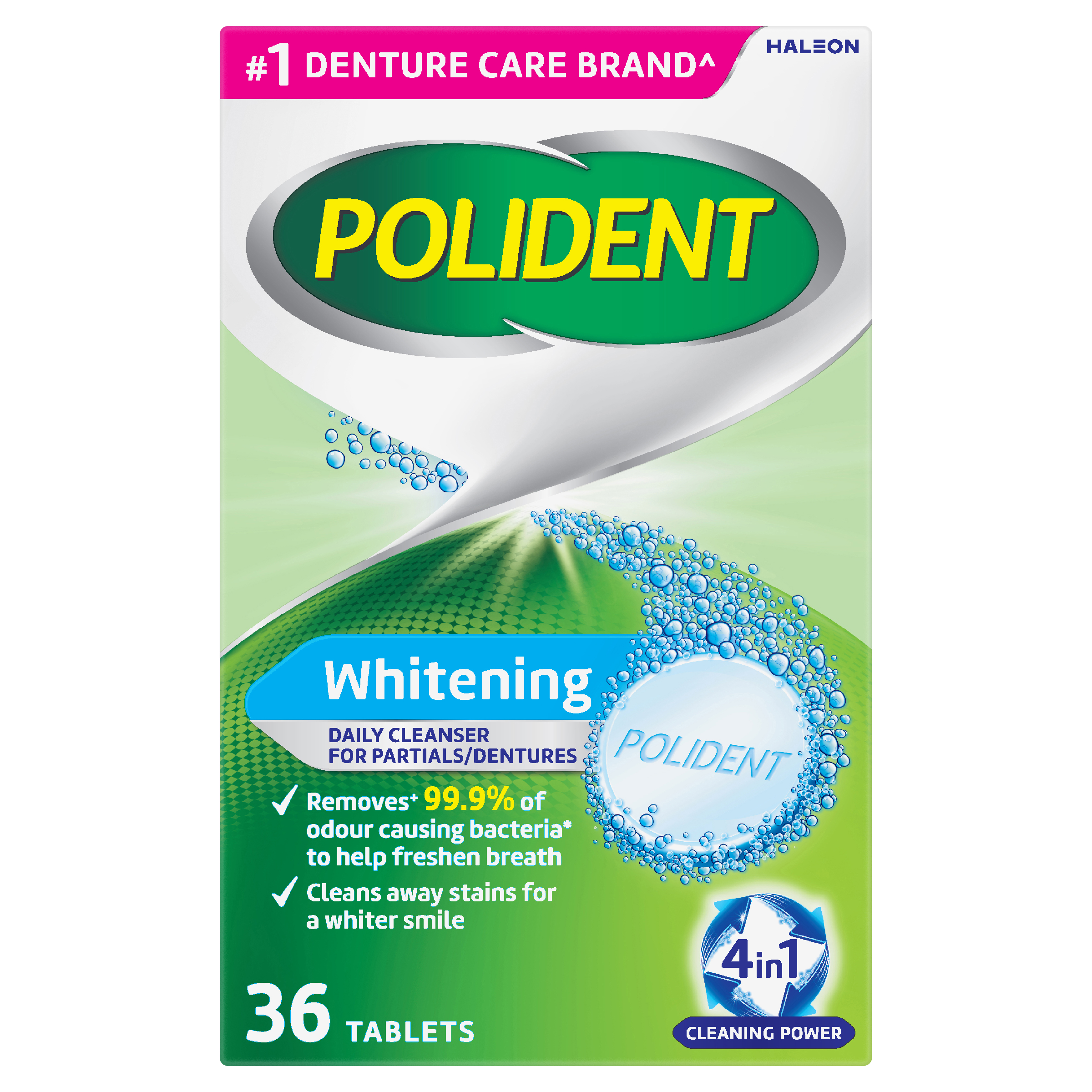 POLIDENT DENTURE CLEANSER WHITENING 36 TABLETS - Image 2