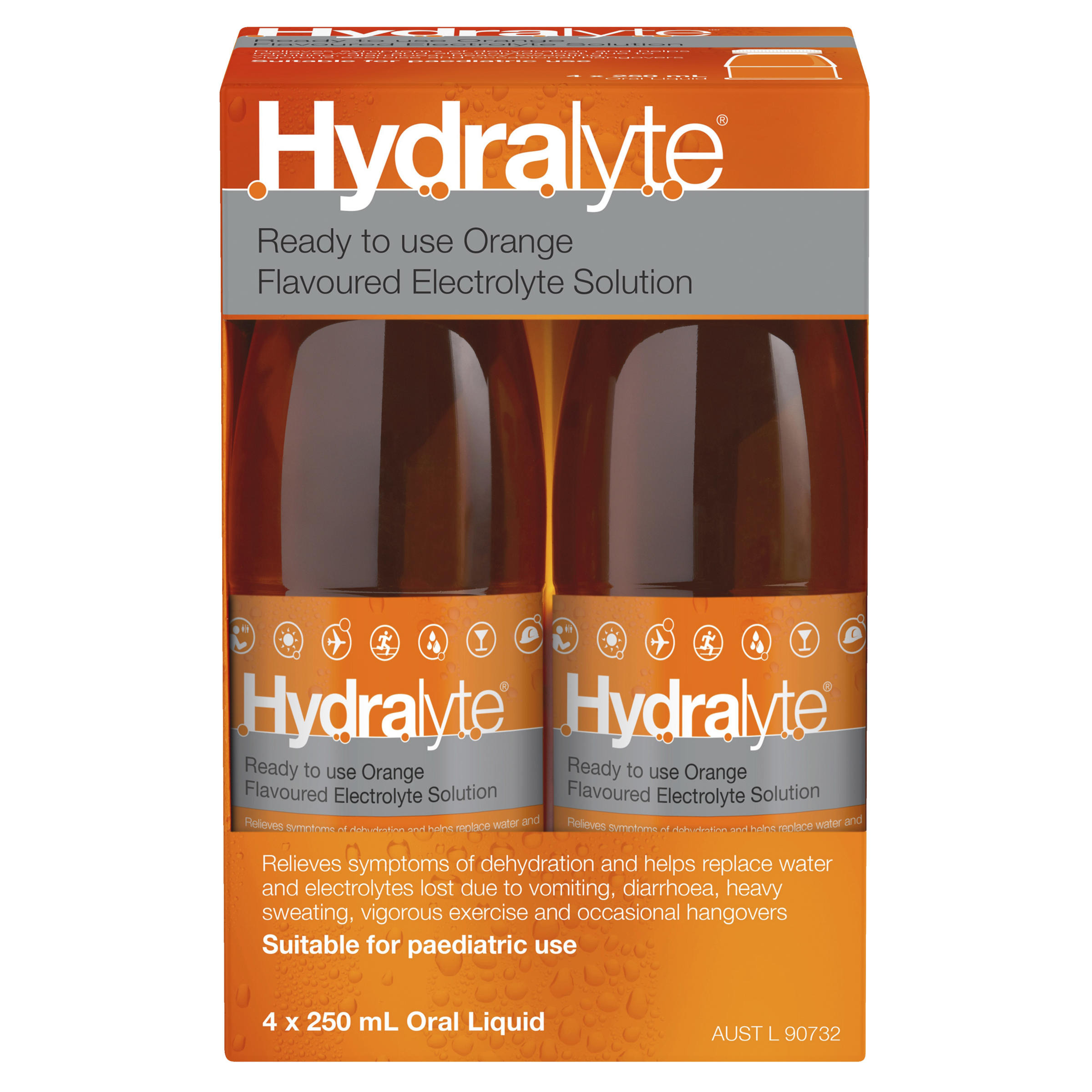 HYDRALYTE LIQUID ORANGE READY TO DRINK 250ML 4 PACK - Image 2