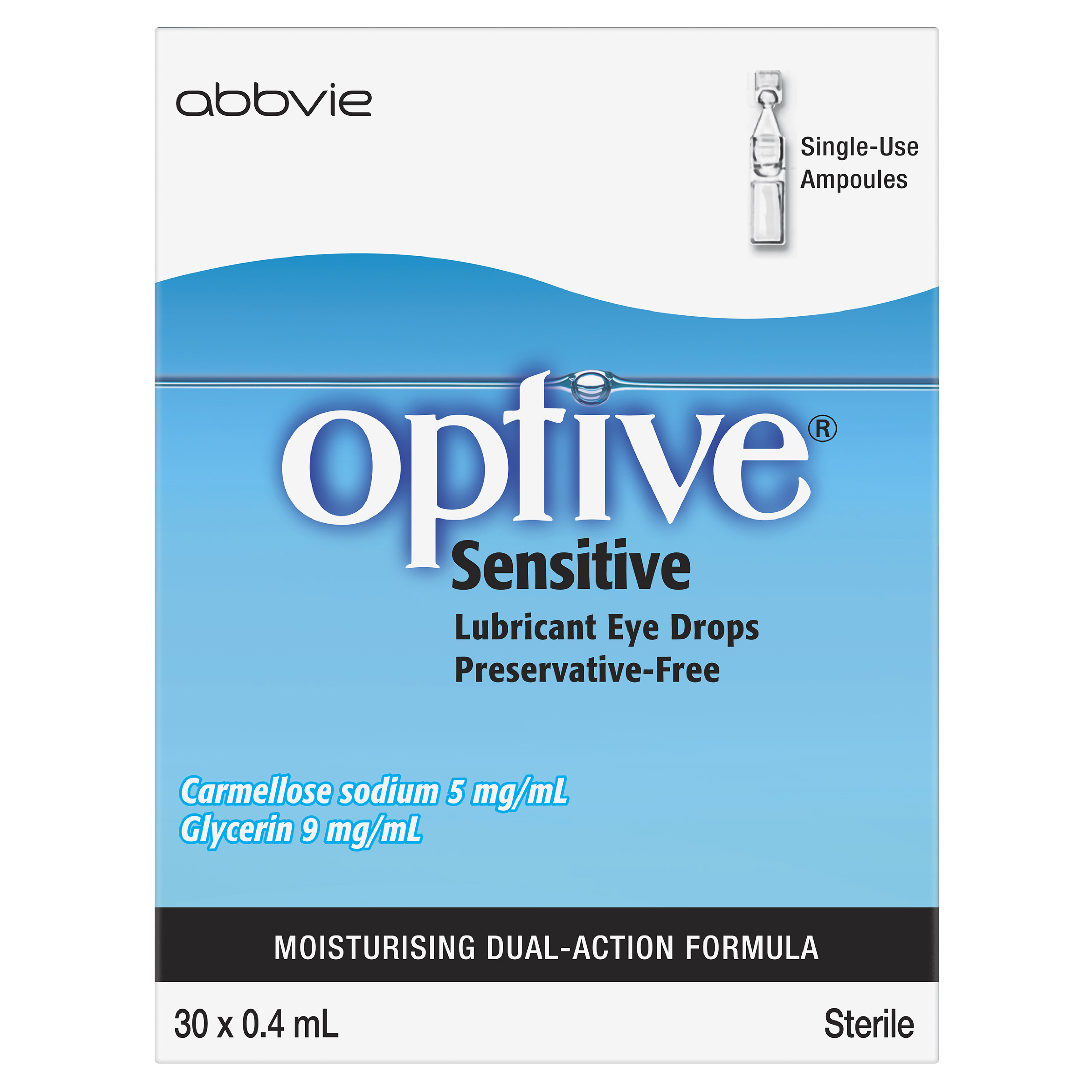 OPTIVE SENSITIVE LUBRICANT EYE DROPS 0.4ML 30 PACK - Image 2